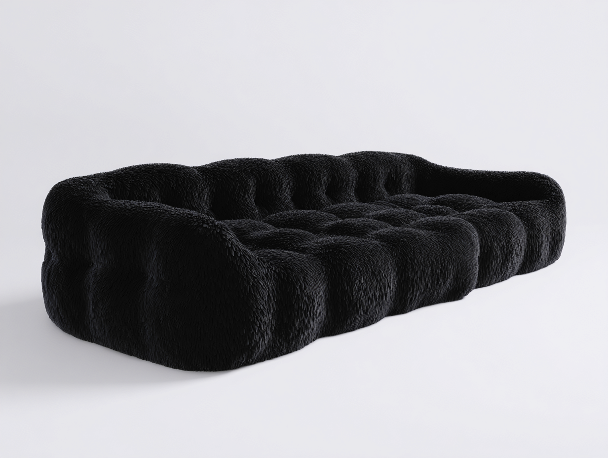 Sofás modulares tapizados en tejido bouclé 340x130x72 cm - negro - para salón - diseño contemporáneo-Pinemyyard