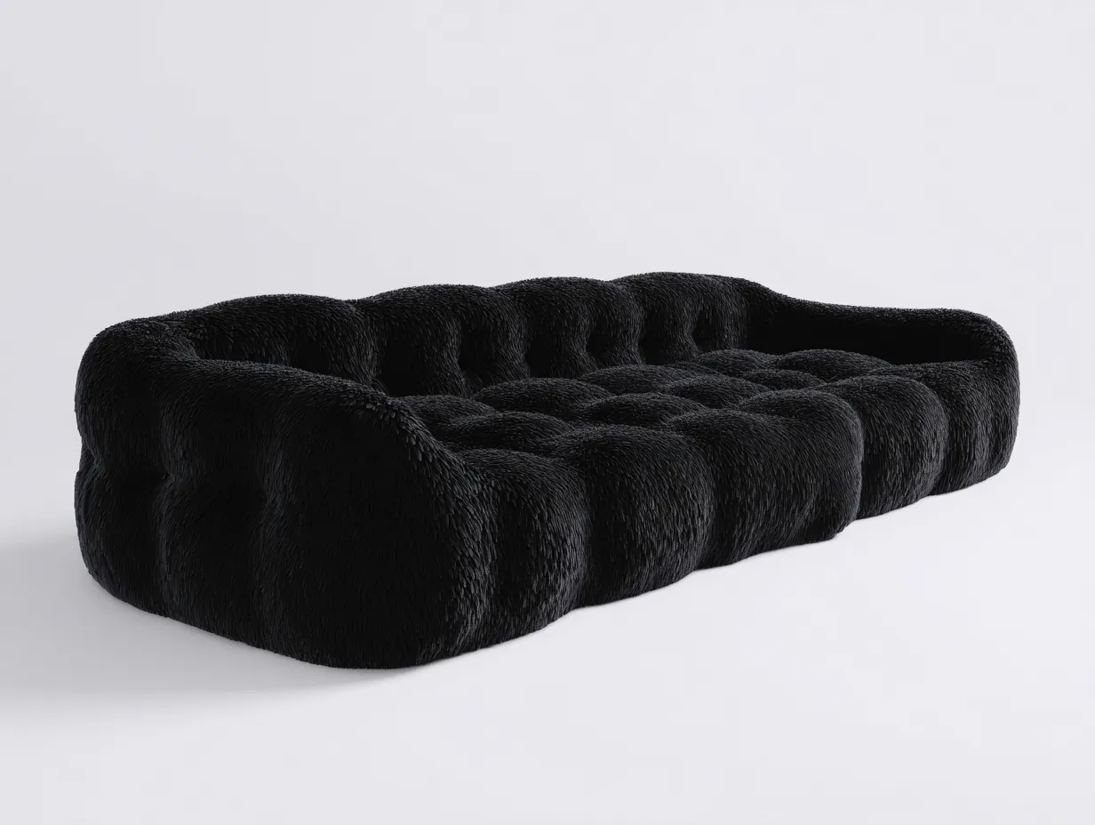 Sofás modulares tapizados en tejido bouclé 340x130x72 cm - negro - para salón - diseño contemporáneo-Pinemyyard