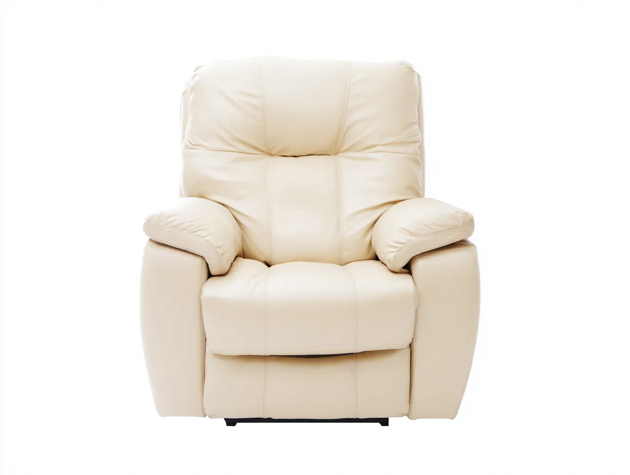 Sillón reclinable con reposabrazos de piel acolchada 97x93x109 cm - crema - diseño confortable-Pinemyyard