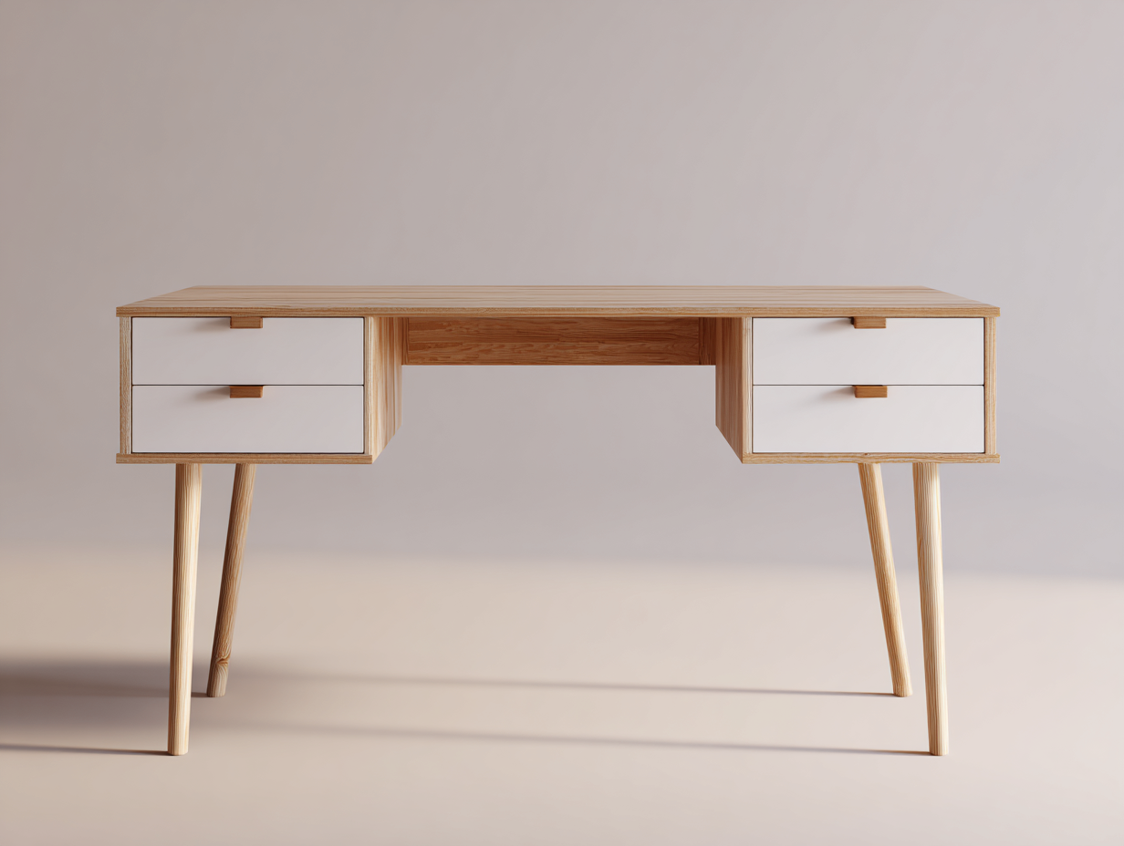 Mesa de oficina de madera y MDF 140x60x75 cm - blanco - madera - diseño moderno-Pinemyyard