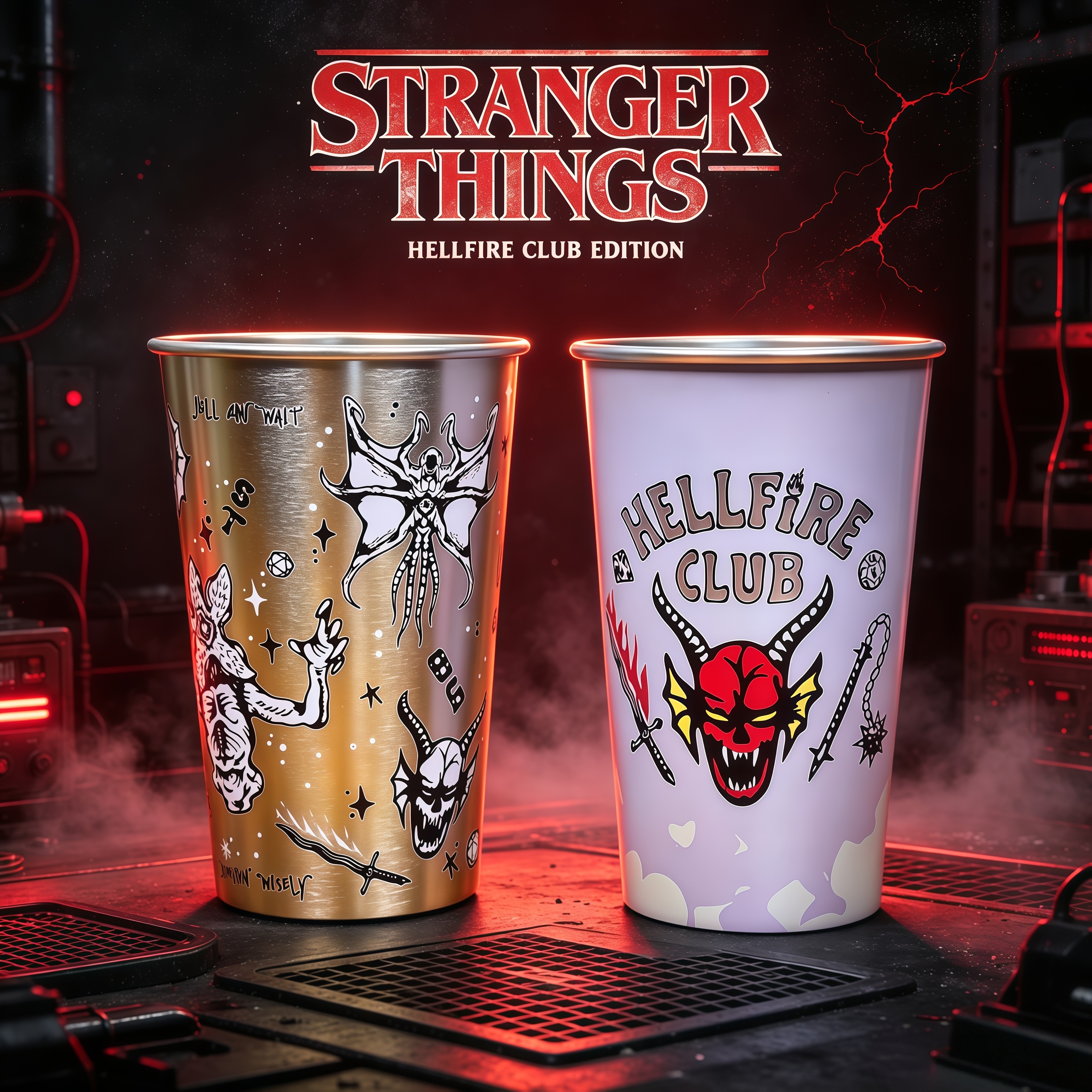 Stranger Things Hellfire Club Cold Color Changing Cup| Food‑Grade Aluminum Novelty Collectible Gift for Fans