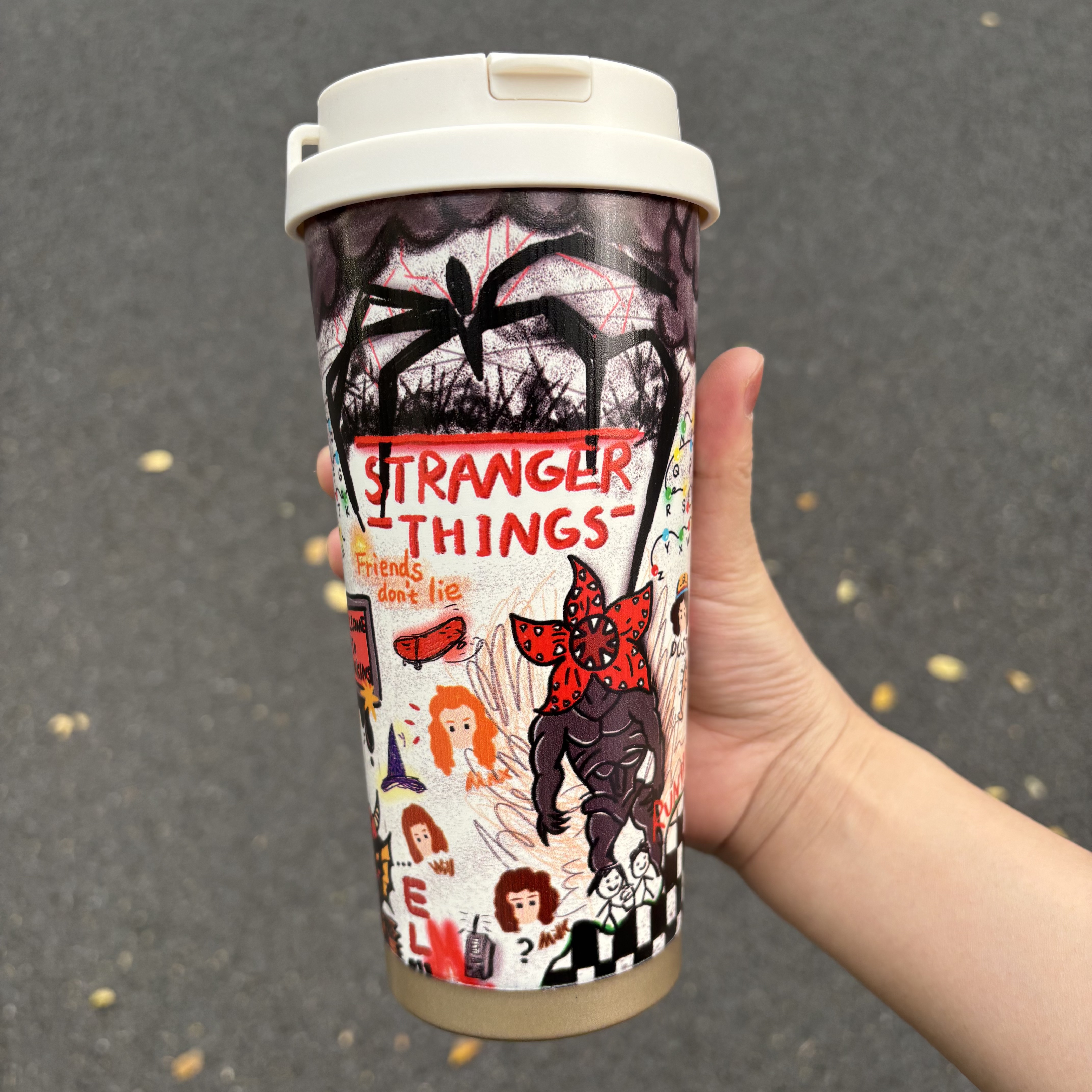 Stranger Things Graffiti Thermos Cup Stainless Steel Straw Double Wall Insulated Large Capacity Coffee Water Mug High Value Bottles Drink