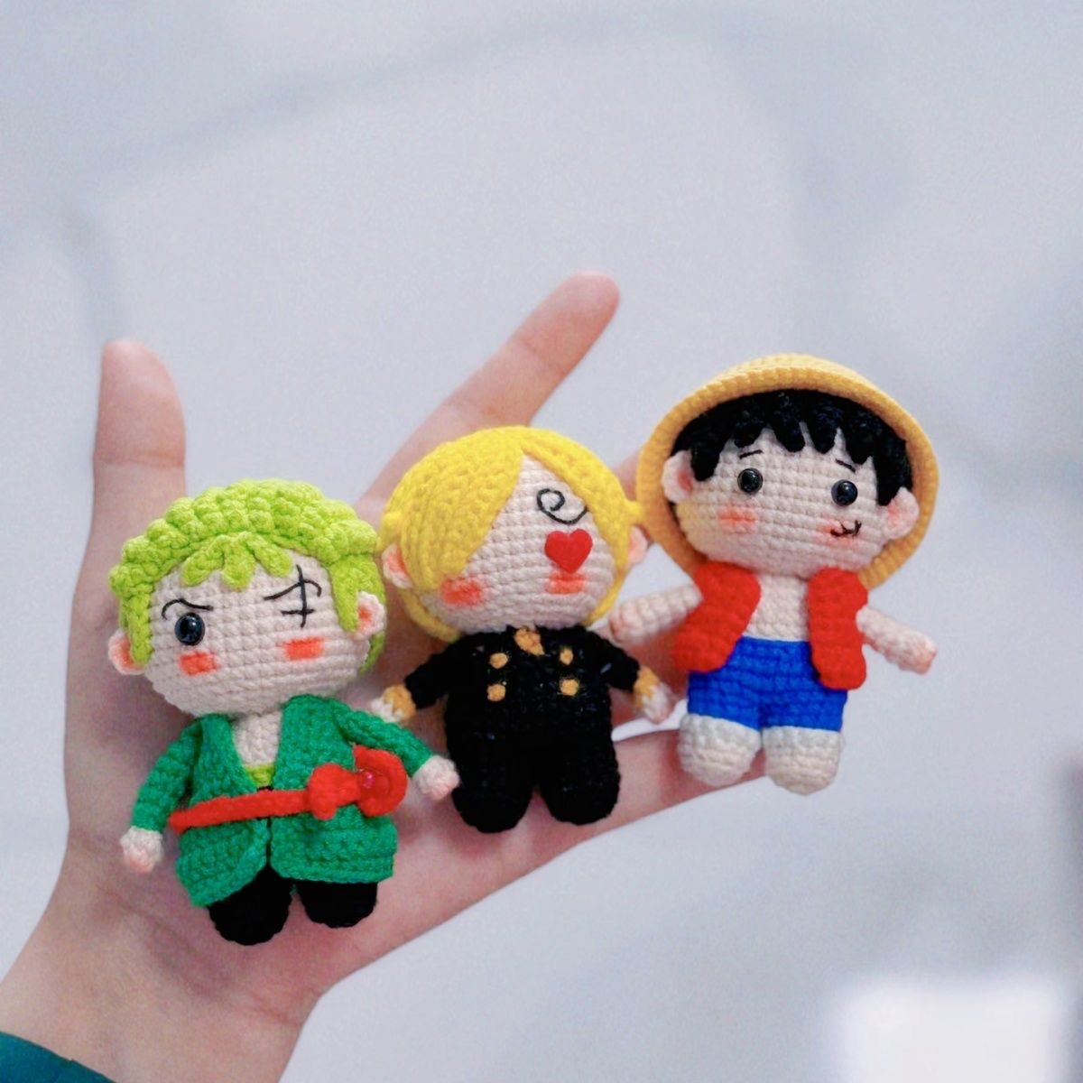 DIY One Piece Zoro Crochet Toys Monkey King Luffy Sanji Nami Zoro Ace Dolls Handmade Crochet Dolls DIY Knitted Toys