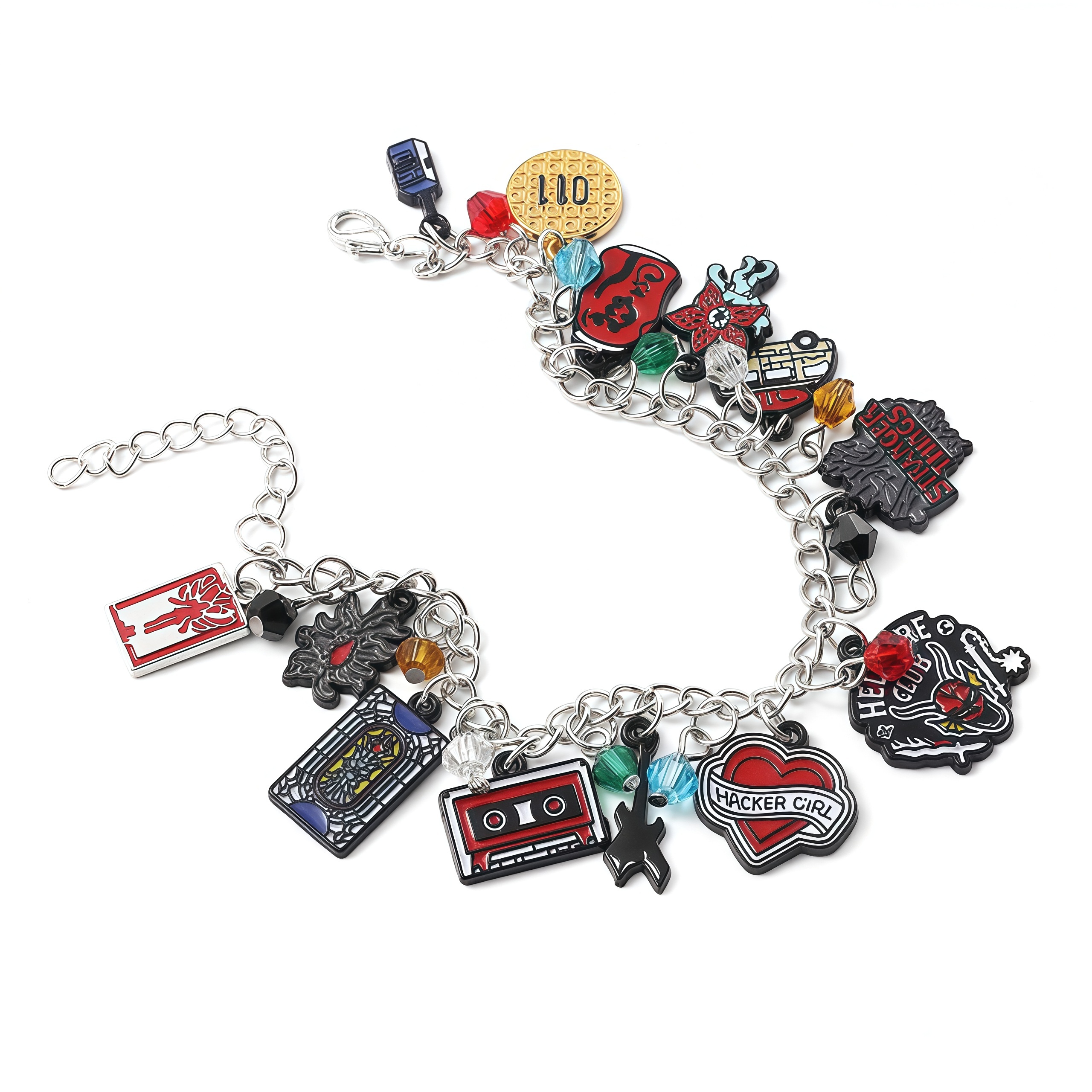 Stranger Things Hellfire Club DIY Bracelet with Assorted Zinc Alloy Pendants & Cartoon Charms Lightweight Customizable Jewelry Gift for Fans Wicker Man 