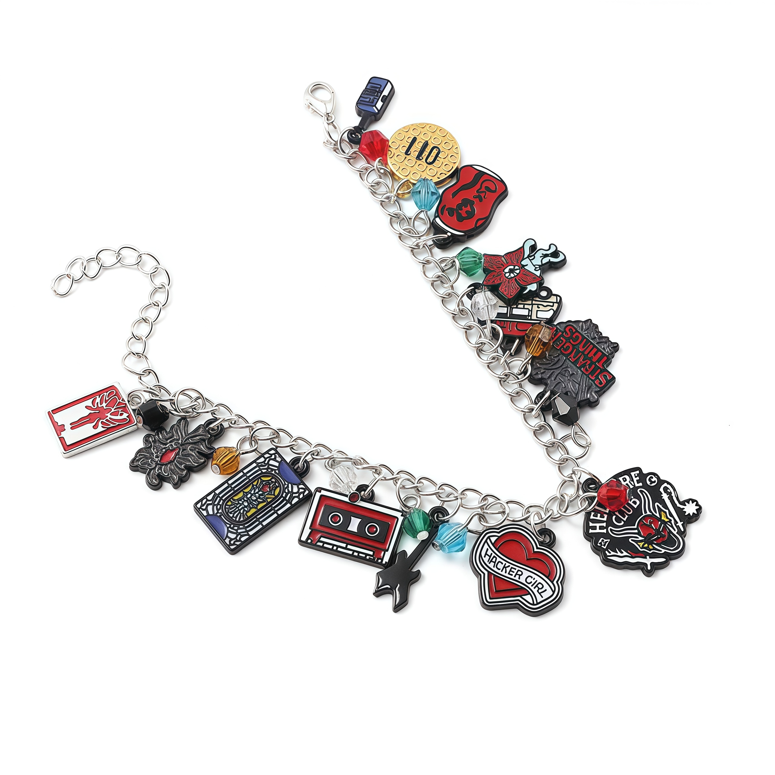 Stranger Things Hellfire Club DIY Bracelet with Assorted Zinc Alloy Pendants & Cartoon Charms Lightweight Customizable Jewelry Gift for Fans Wicker Man 