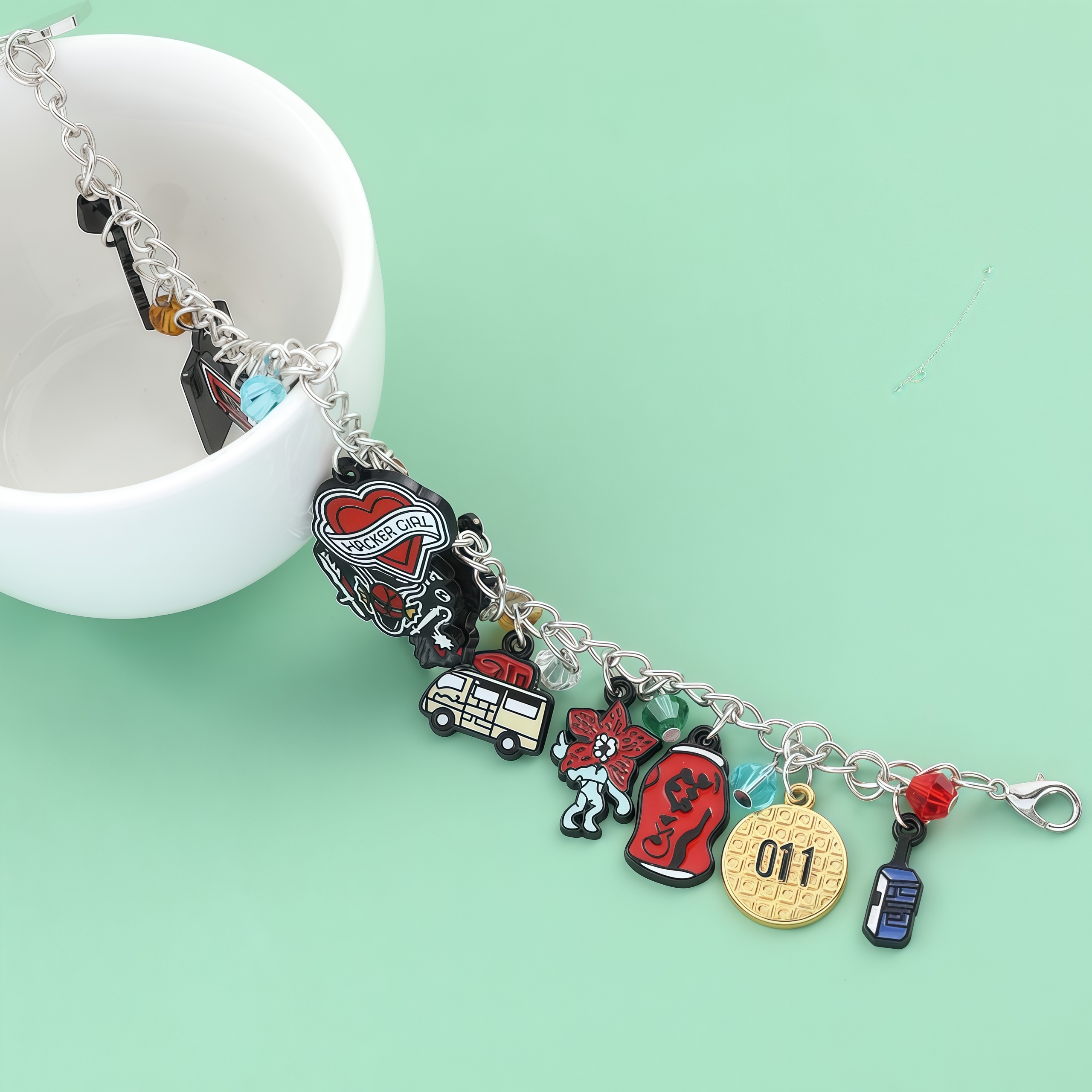 Stranger Things Hellfire Club DIY Bracelet with Assorted Zinc Alloy Pendants & Cartoon Charms Lightweight Customizable Jewelry Gift for Fans Wicker Man 