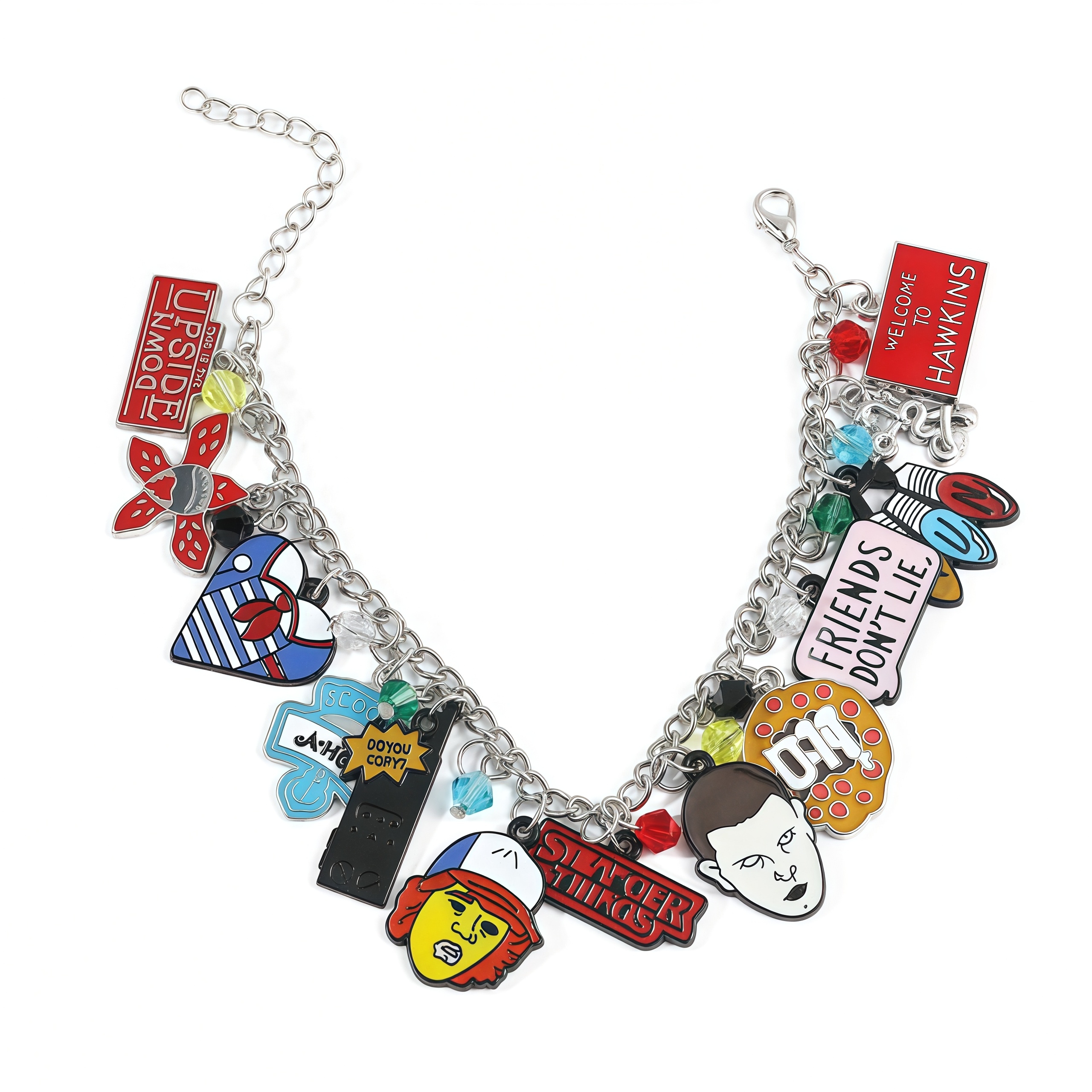 Stranger Things DIY Bracelet with Assorted Zinc Alloy Pendants & Cartoon Charms Lightweight Customizable Jewelry Gift for Fans Wicker Man Hellfire Club