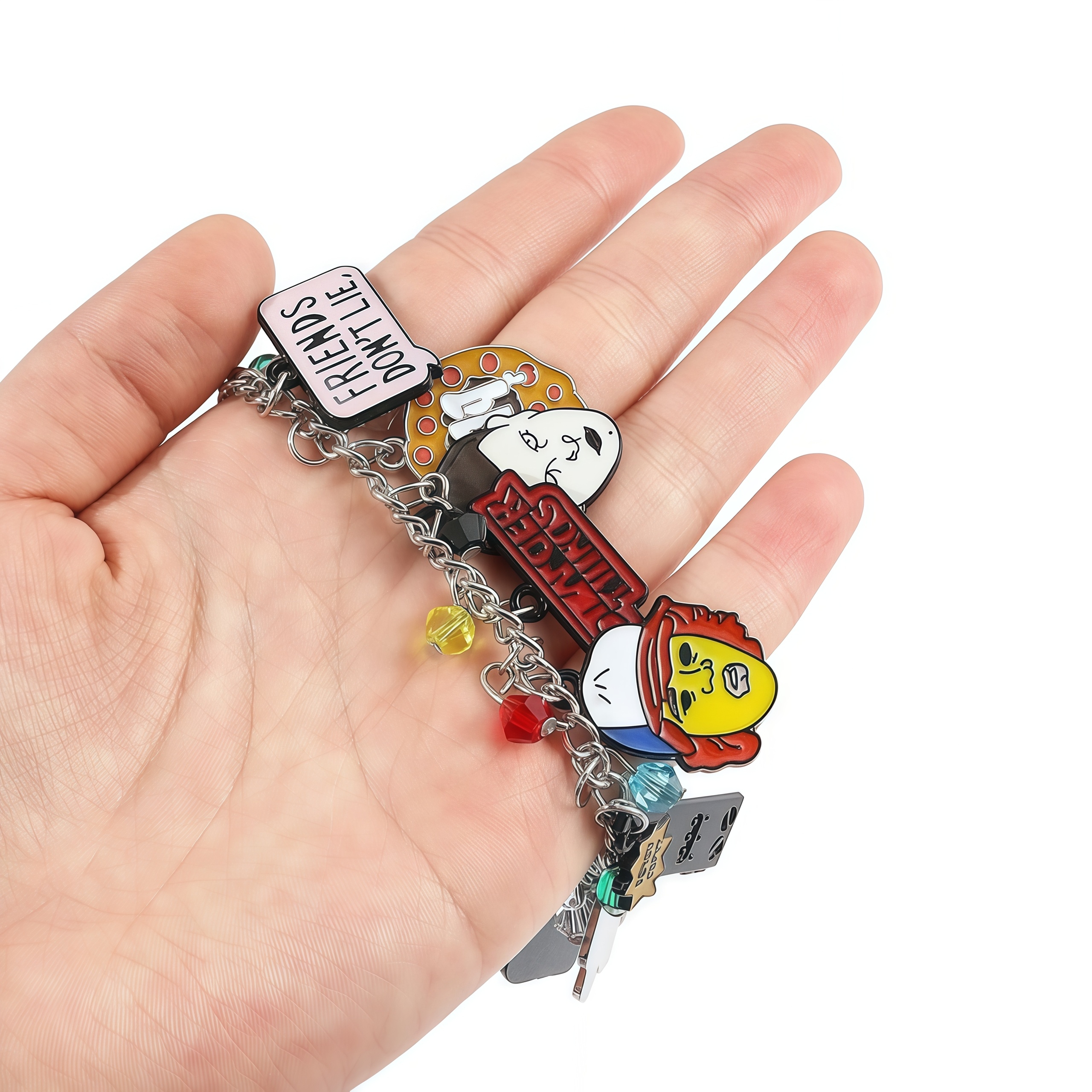 Stranger Things DIY Bracelet with Assorted Zinc Alloy Pendants & Cartoon Charms Lightweight Customizable Jewelry Gift for Fans Wicker Man Hellfire Club
