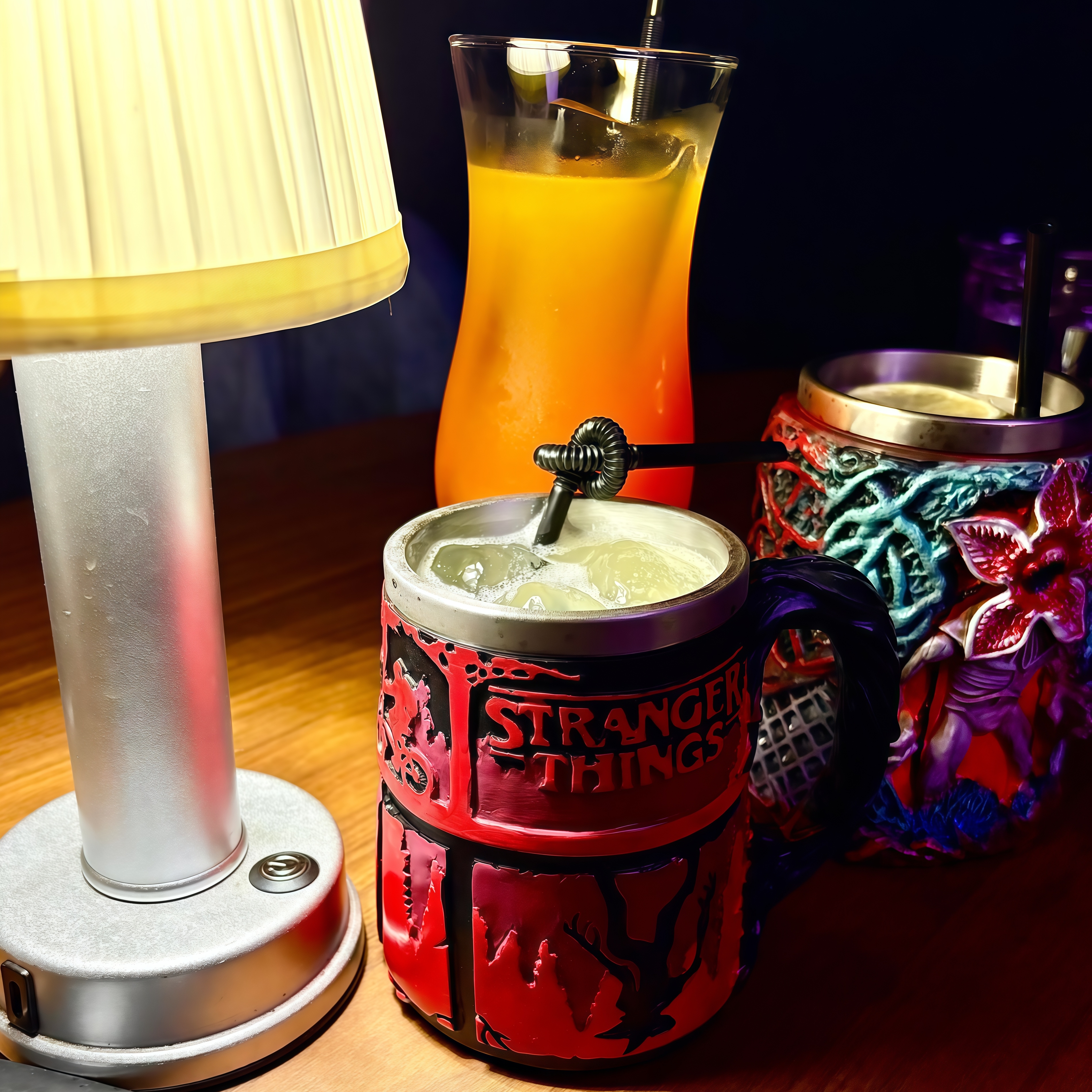 Stranger Things Themed 3D Embossed Coffee Mug Resin Shell Stainless Steel Liner Cup Home Decor Birthday Present for Fans