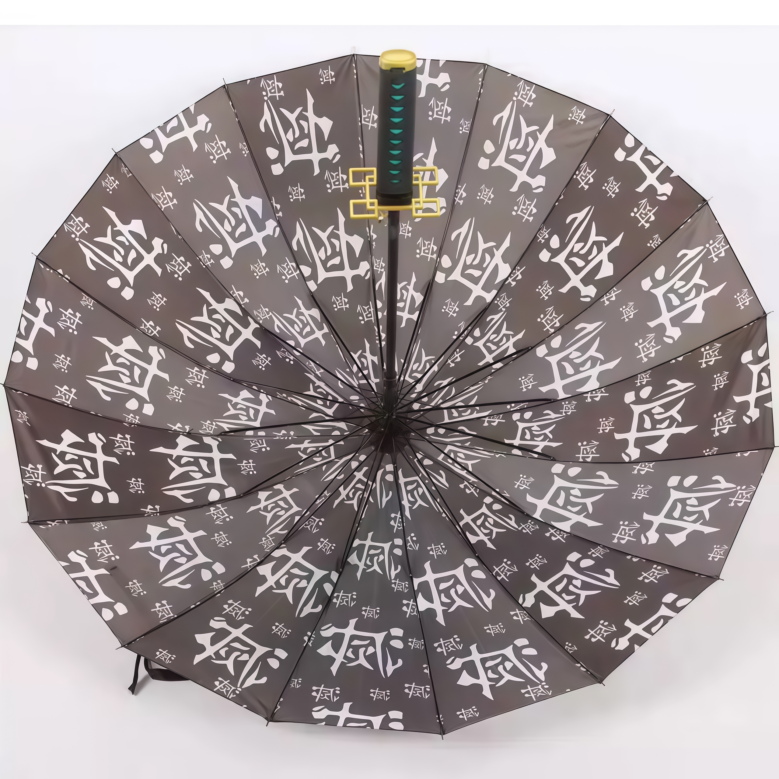 Samurai Katana Sword Handle Long Stick Umbrella,16‑Rib Semi‑Automatic Anime‑Style Print Cosplay Prop Rain Umbrella,Multiple Pattern Options