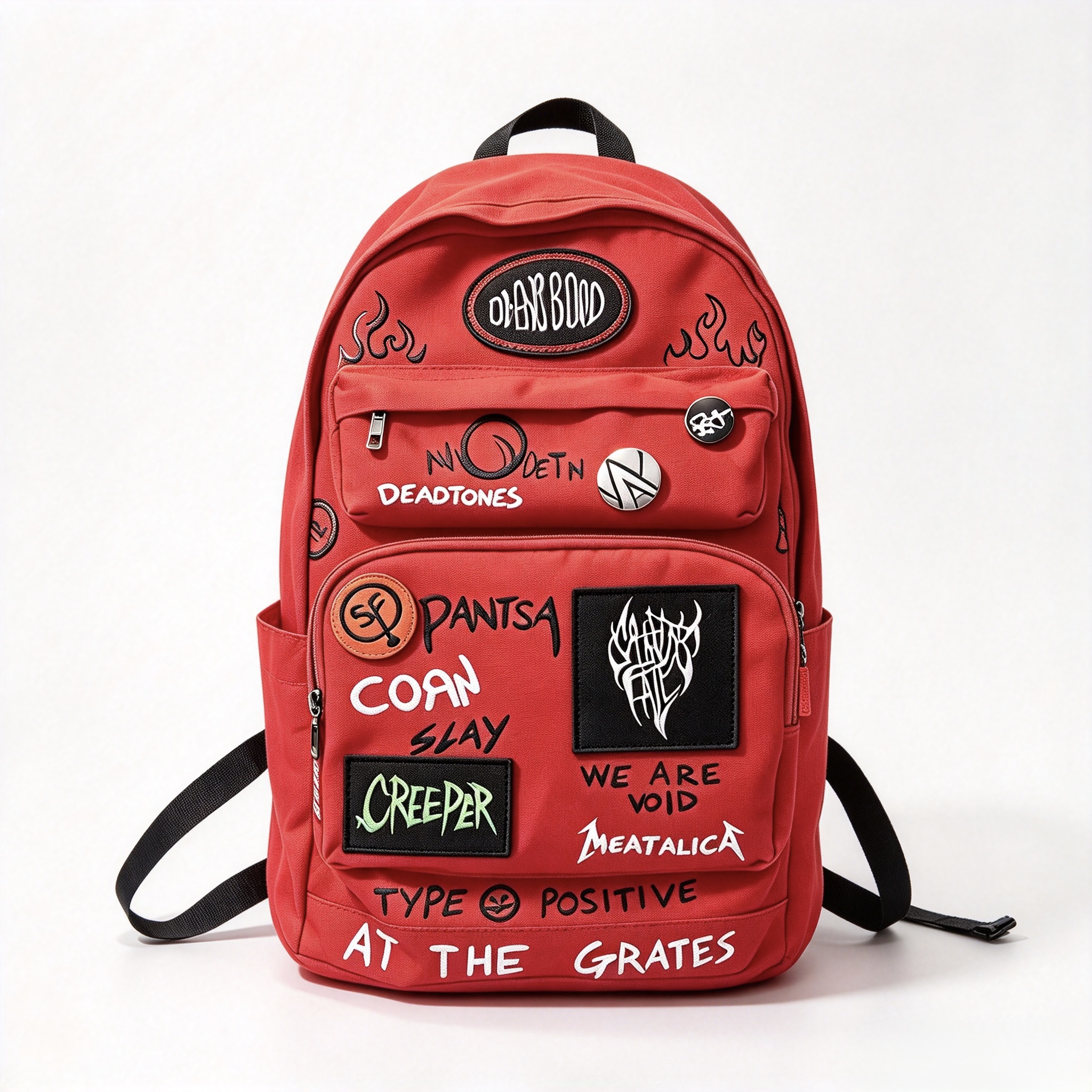 Sally Face Larry Red Backpack, Game Character Larry Inspired Graffiti Print Backpack, Punk Subculture Large Capacity School Backpack for Sally Face Fans