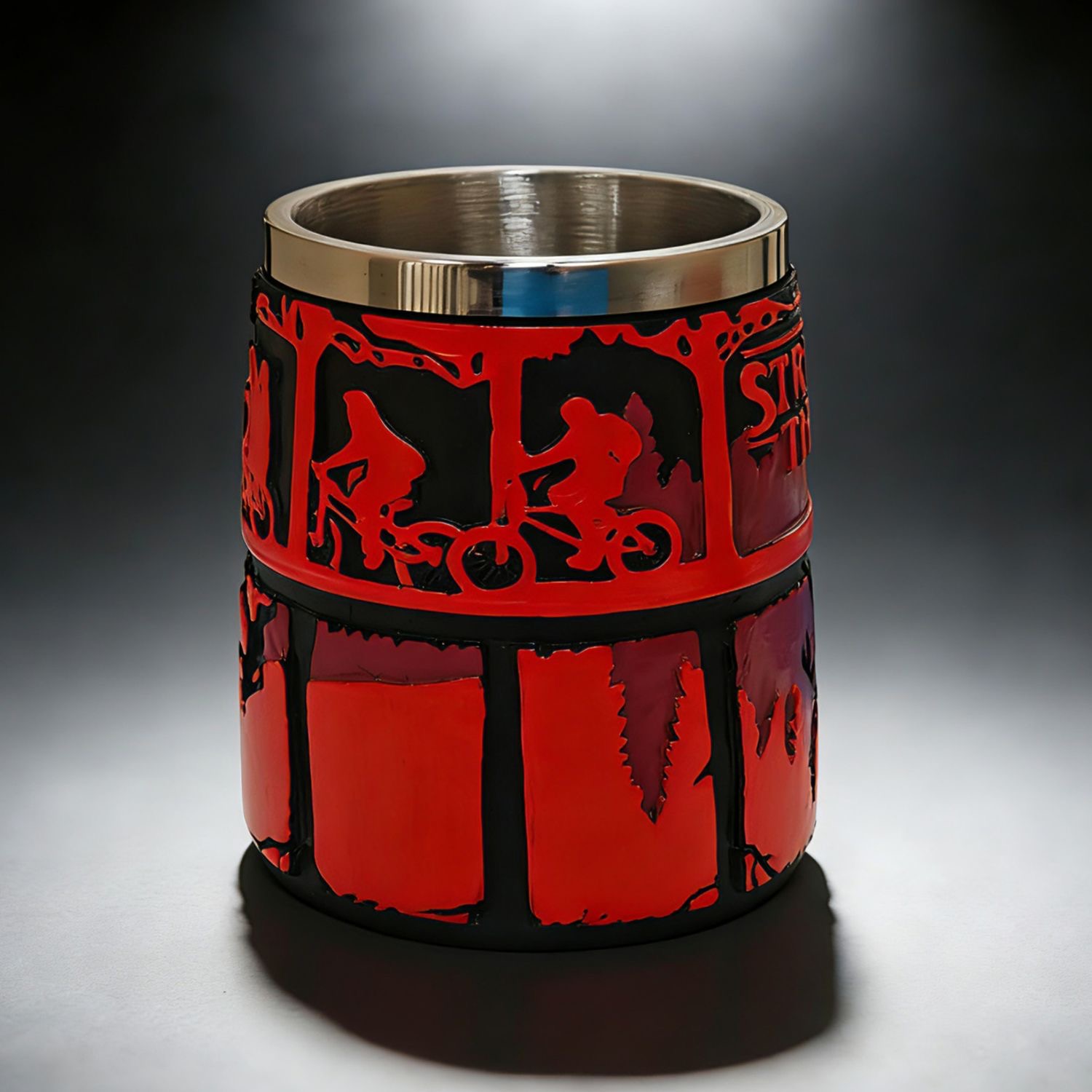 Stranger Things Themed 3D Embossed Coffee Mug Resin Shell Stainless Steel Liner Cup Home Decor Birthday Present for Fans