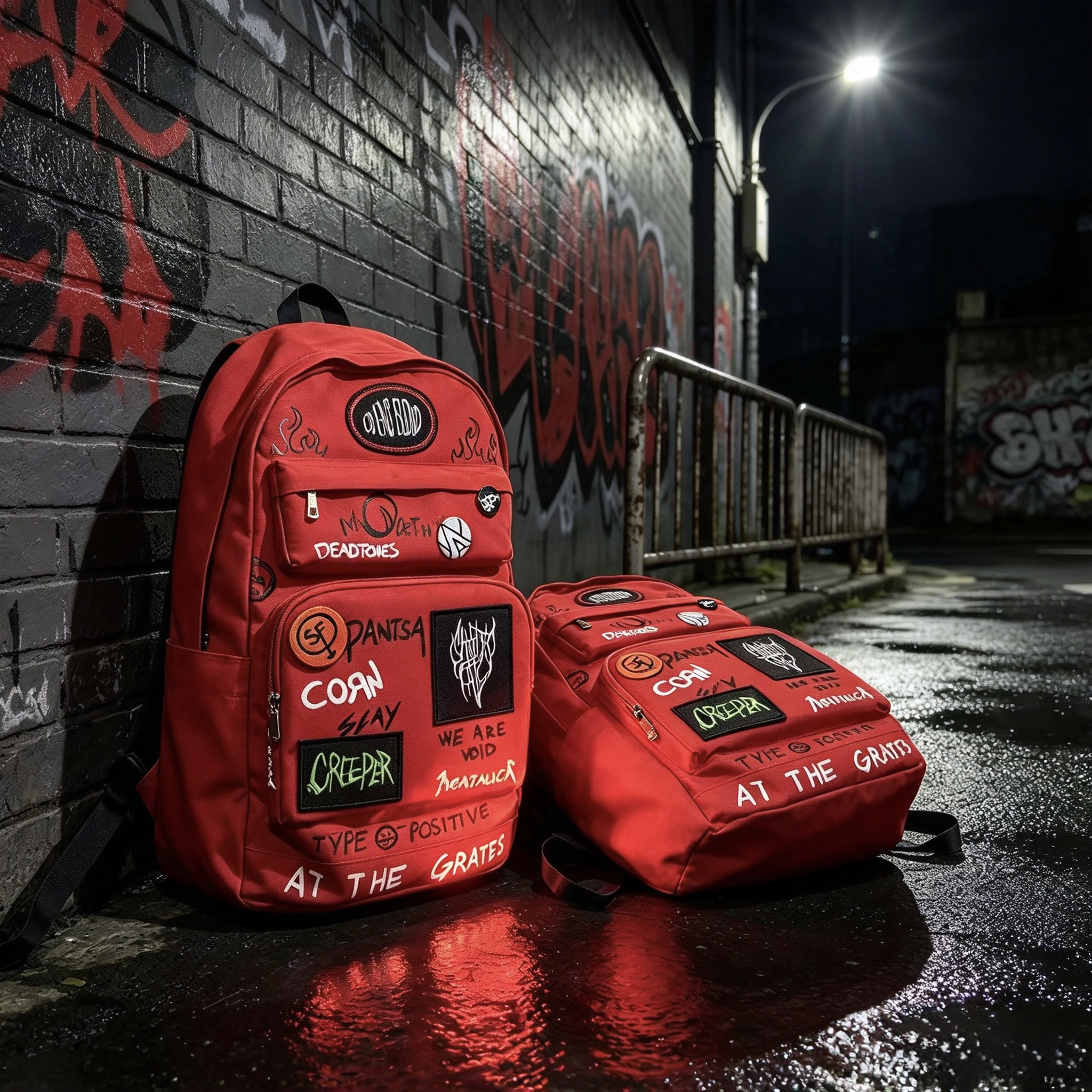 Sally Face Larry Red Backpack, Game Character Larry Inspired Graffiti Print Backpack, Punk Subculture Large Capacity School Backpack for Sally Face Fans
