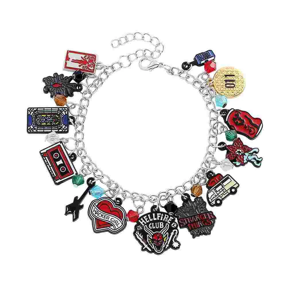 Stranger Things Hellfire Club DIY Bracelet with Assorted Zinc Alloy Pendants & Cartoon Charms Lightweight Customizable Jewelry Gift for Fans Wicker Man 