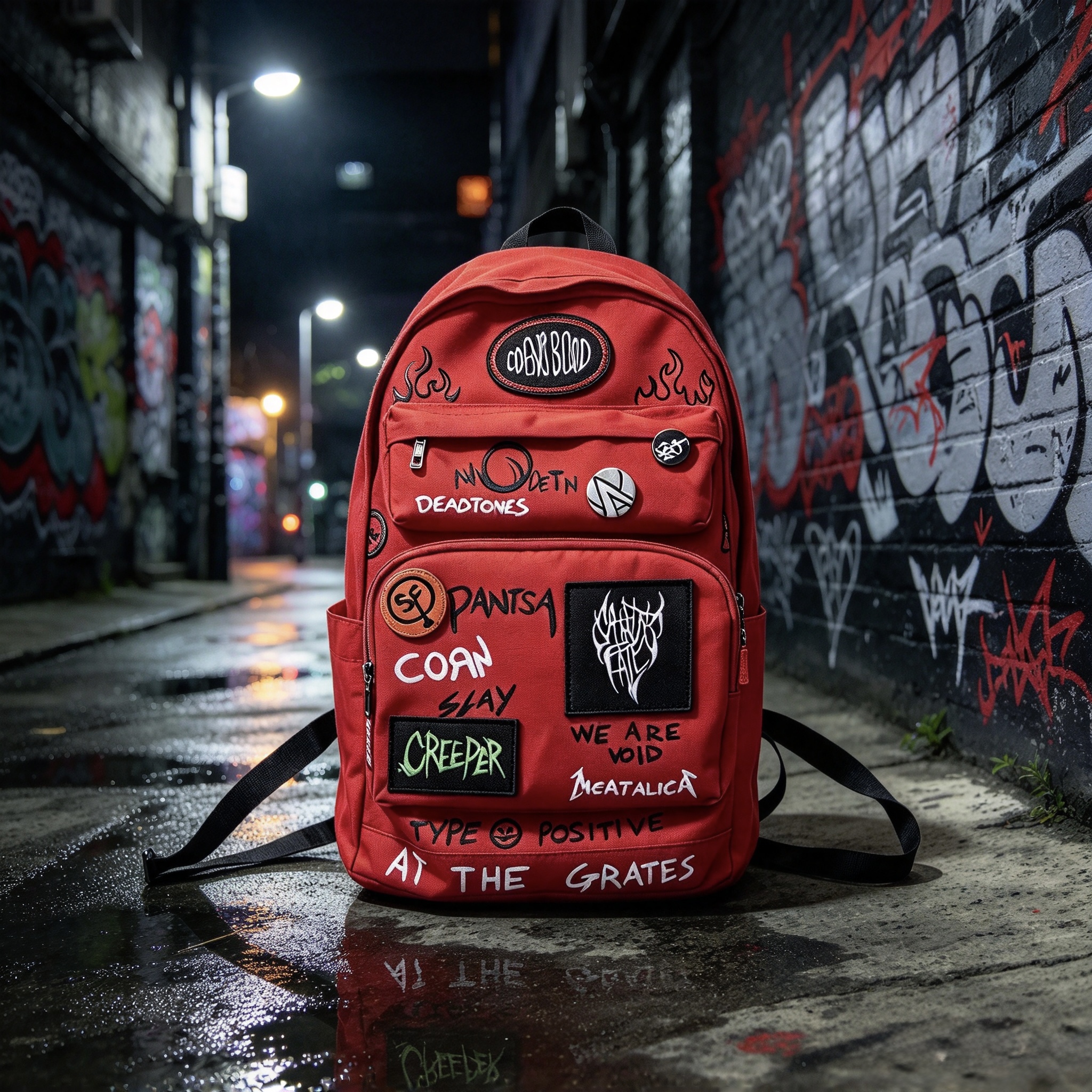 Sally Face Larry Red Backpack, Game Character Larry Inspired Graffiti Print Backpack, Punk Subculture Large Capacity School Backpack for Sally Face Fans