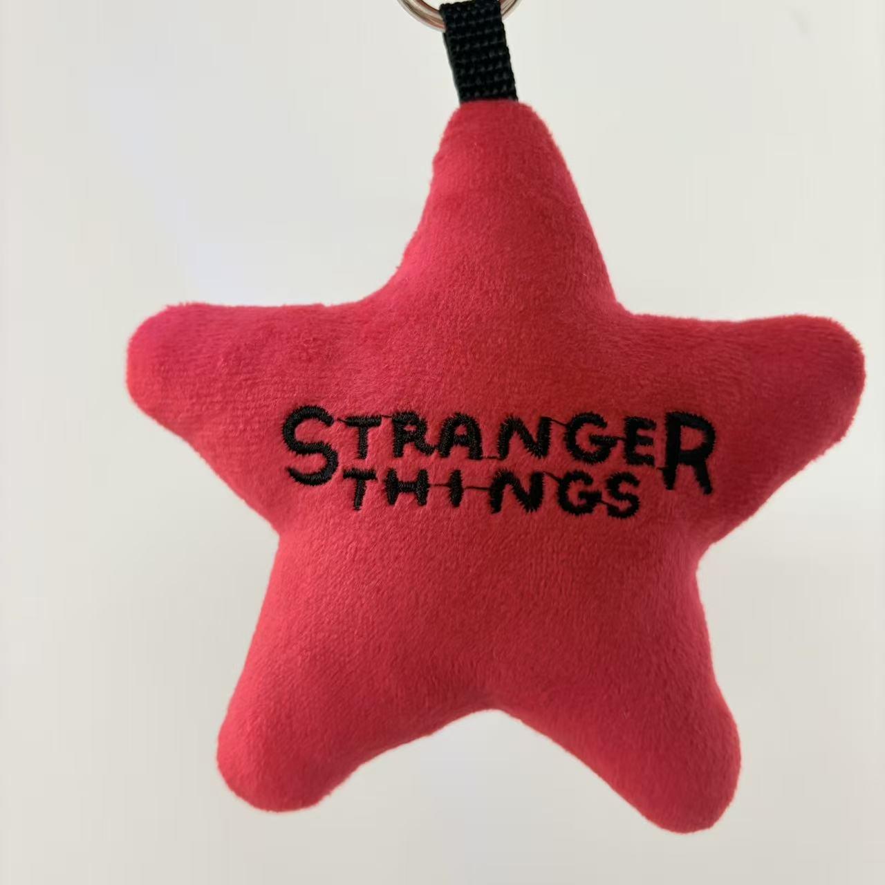 Stranger Things Plush Keychain, Demogorgon Star Flower Bag Charm With Glowing Light Bulb, D&D Dice & Will Byers Missing Card, Horror TV Show Merch Gift for Fans