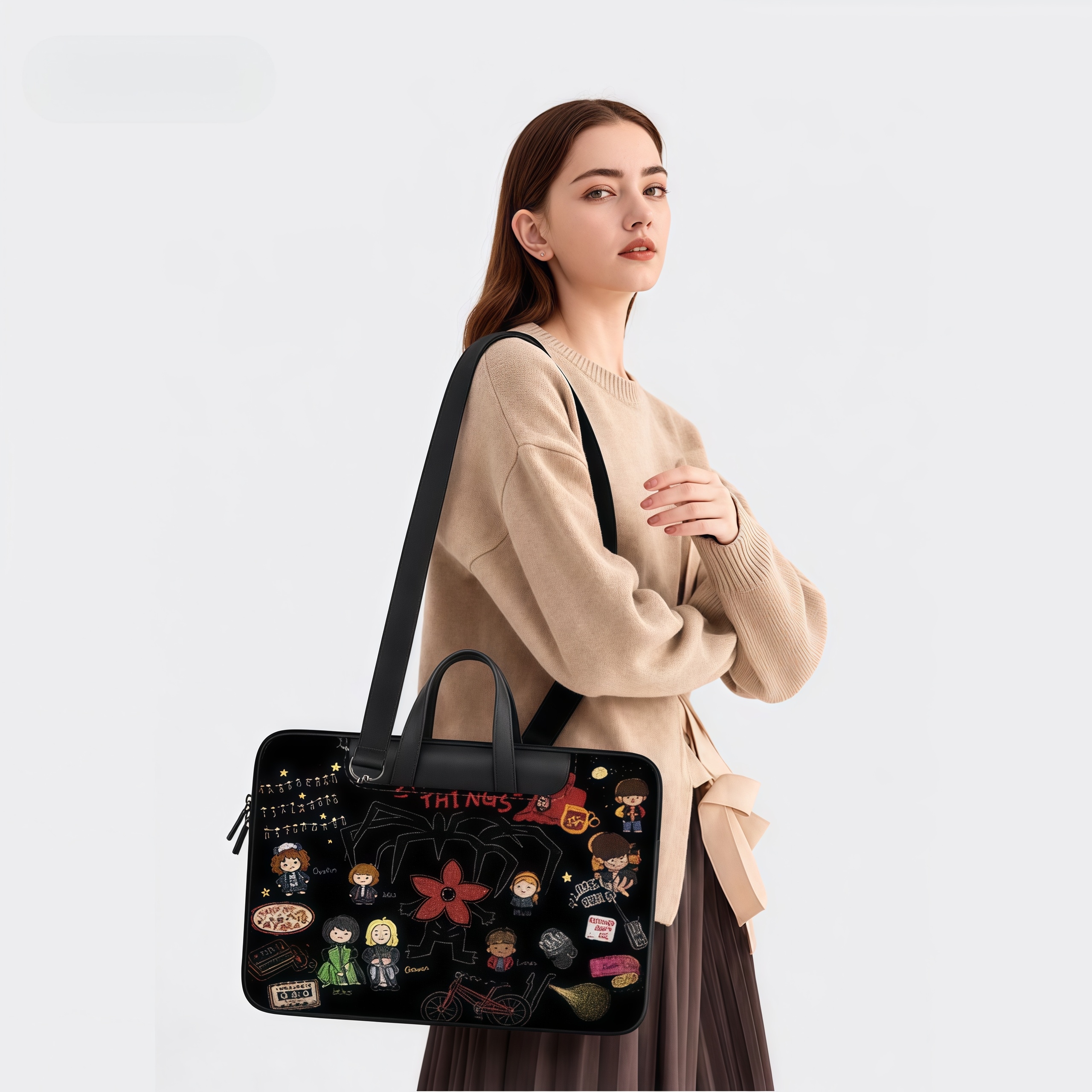 Stranger Things Illustrated Laptop Bag Suitable for Apple MacBook 15-inch, 6inch Small Air 13.3, Dell, Lenovo 14-inch, Pro Protective Sleeve