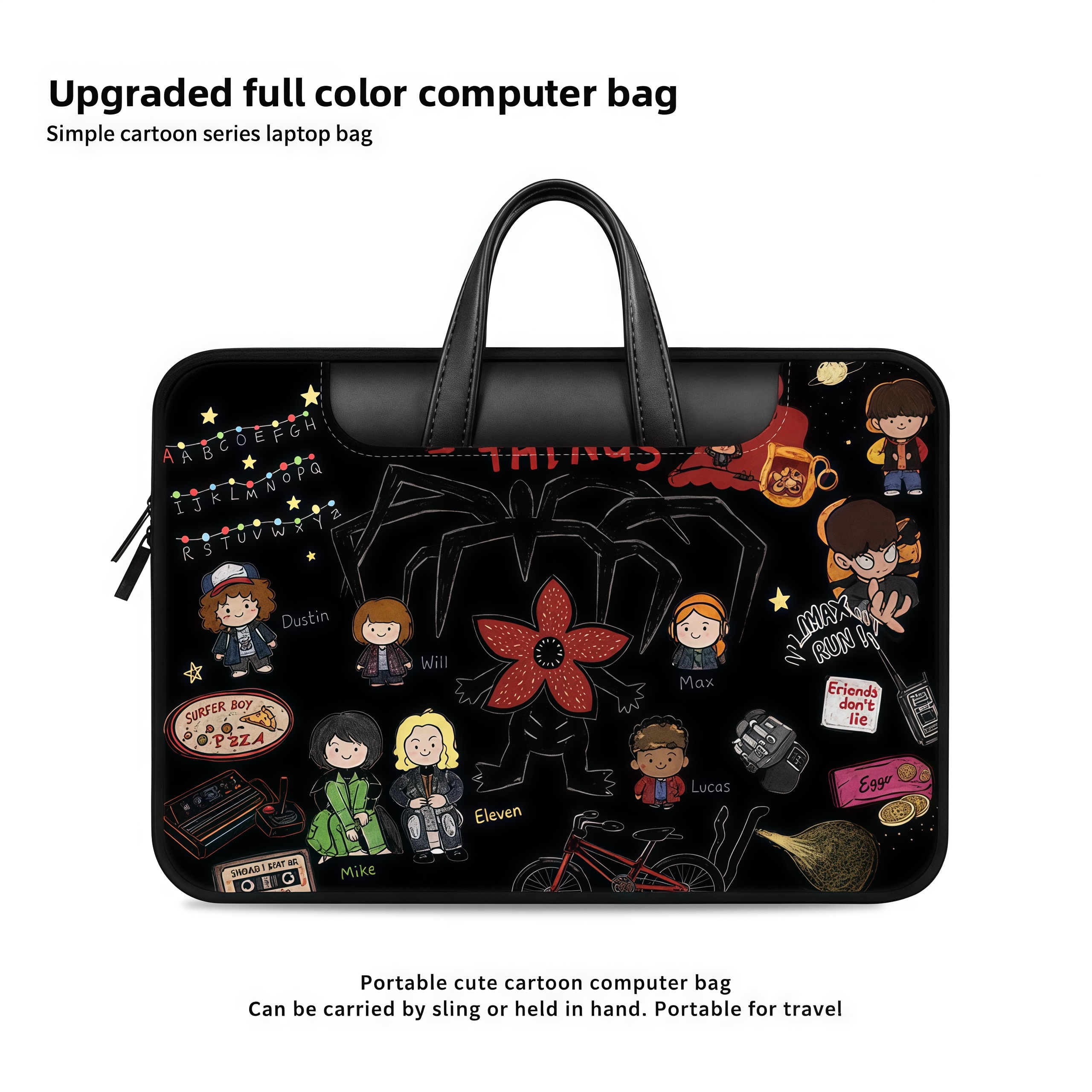Stranger Things Illustrated Laptop Bag Suitable for Apple MacBook 15-inch, 6inch Small Air 13.3, Dell, Lenovo 14-inch, Pro Protective Sleeve