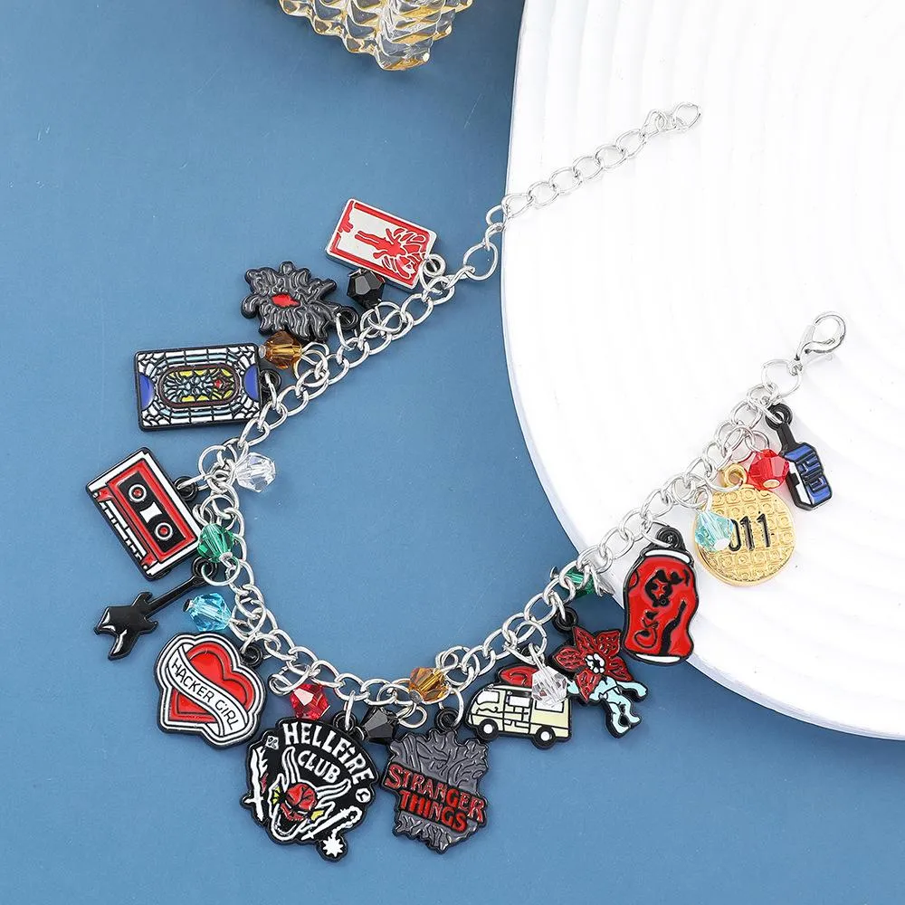 Stranger Things Hellfire Club DIY Bracelet with Assorted Zinc Alloy Pendants & Cartoon Charms Lightweight Customizable Jewelry Gift for Fans Wicker Man 