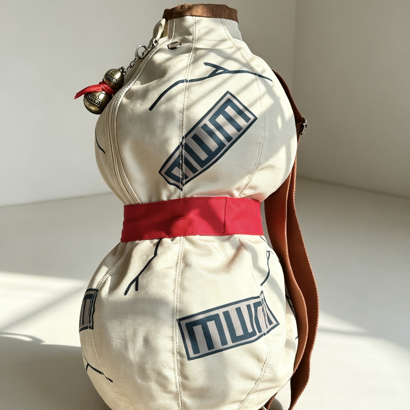 Shippuden Gaara Gourd Backpack Anime Cosplay Accessory Large Capacity Canvas Shoulder Bag for Halloween