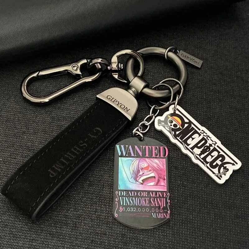 One Piece Keychain: Luffy, Zoro, Ace Wanted Poster Titanium Steel Military Badge Keychain Accessory For Men and Women Car Keychain