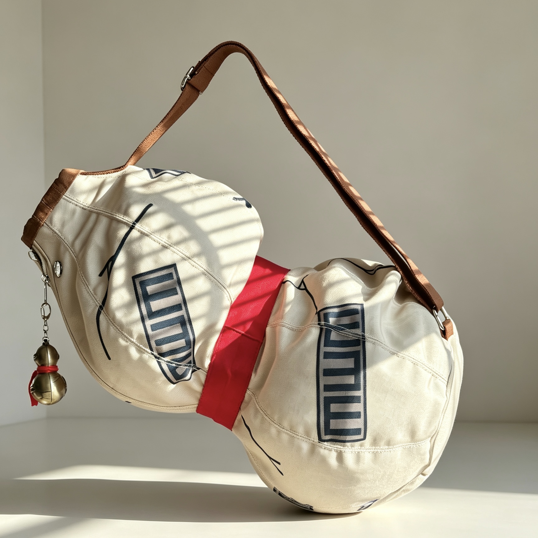 Shippuden Gaara Gourd Backpack Anime Cosplay Accessory Large Capacity Canvas Shoulder Bag for Halloween