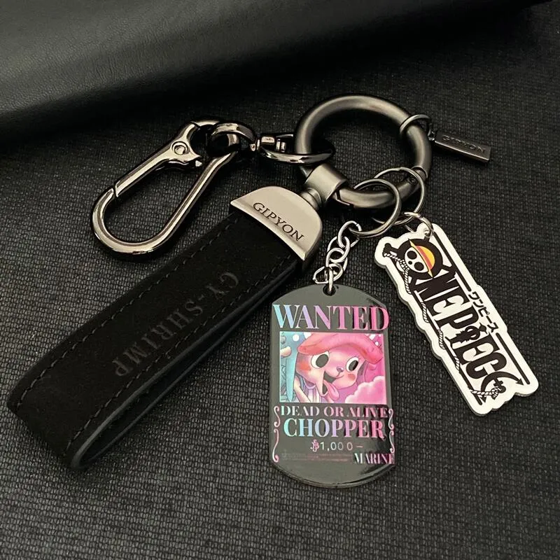 One Piece Keychain: Luffy, Zoro, Ace Wanted Poster Titanium Steel Military Badge Keychain Accessory For Men and Women Car Keychain