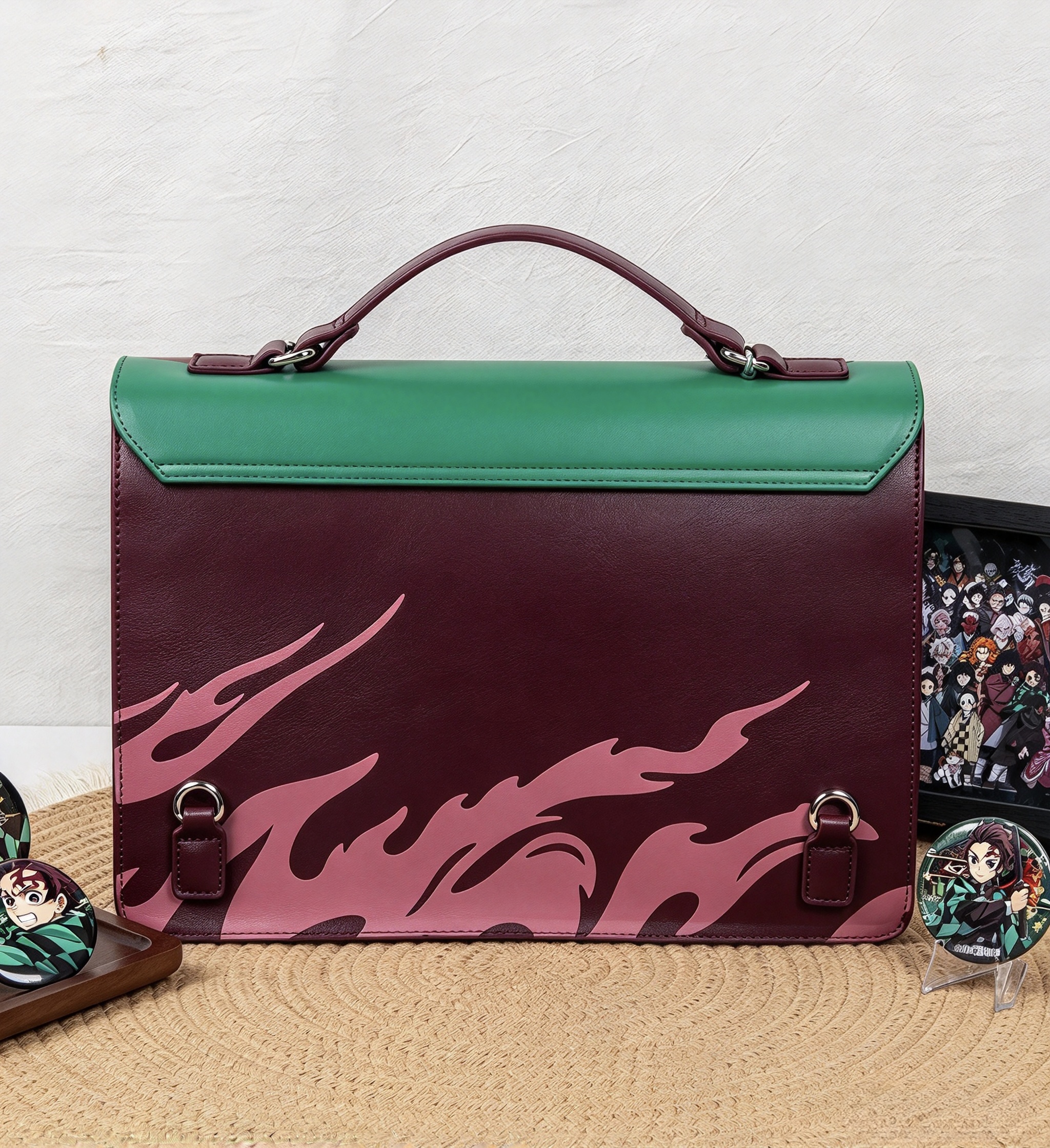 Demon Slayer Ita Bag 4 Styles Bundle, PU Leather Multi-purpose Itabag with Transparent Window, Handheld / Crossbody / Double Shoulder Bag, Anime Fans Collection Gift