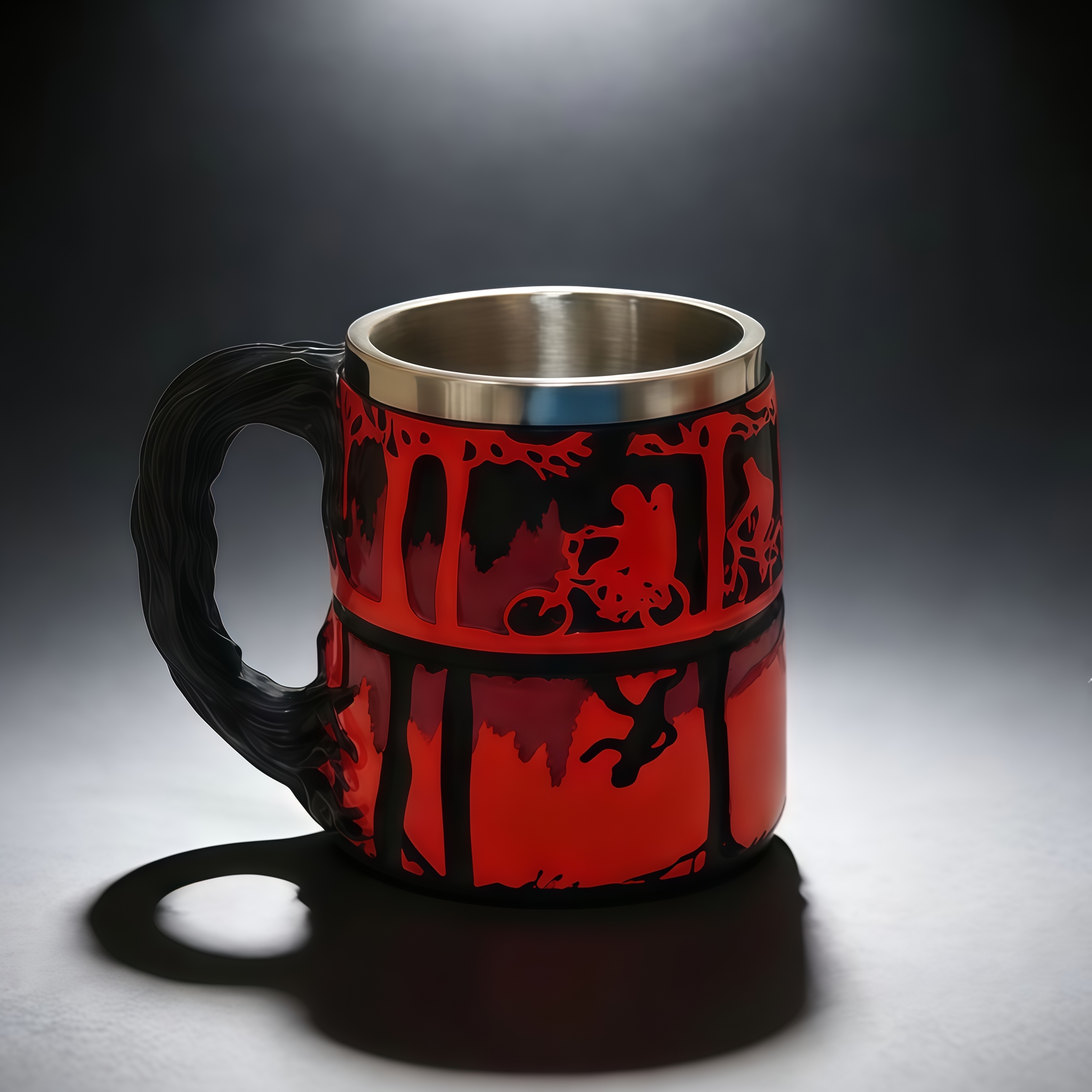 Stranger Things Themed 3D Embossed Coffee Mug Resin Shell Stainless Steel Liner Cup Home Decor Birthday Present for Fans