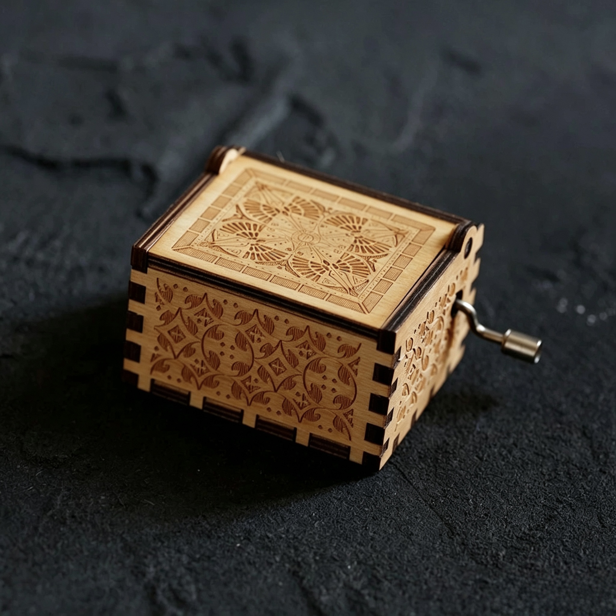 Harry Potter Hand Cranked Wooden Music Box, Classic Engraved Magical Themed Melody Box, Vintage Wood Musical Gift Box for Movie Fans Birthday Present