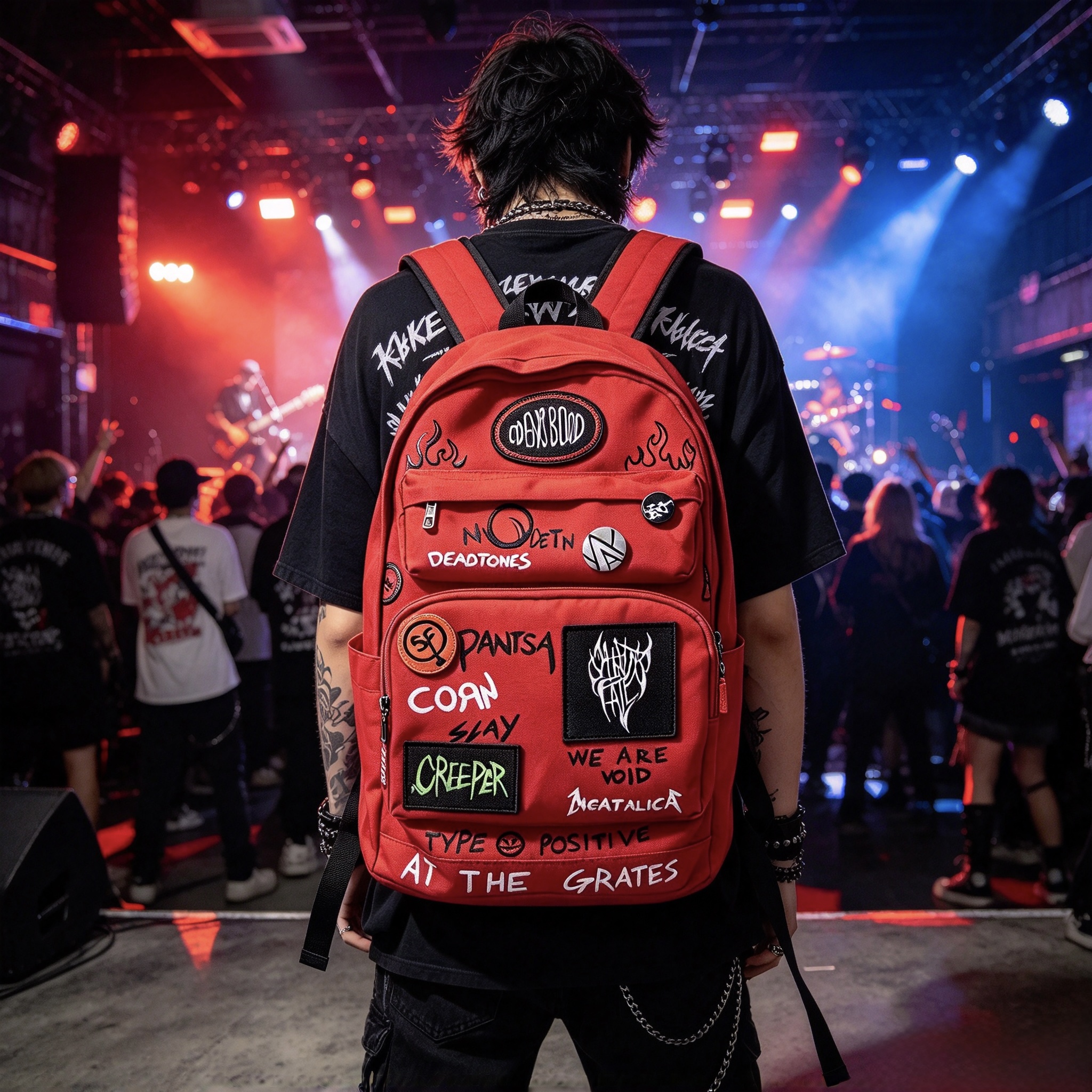 Sally Face Larry Red Backpack, Game Character Larry Inspired Graffiti Print Backpack, Punk Subculture Large Capacity School Backpack for Sally Face Fans