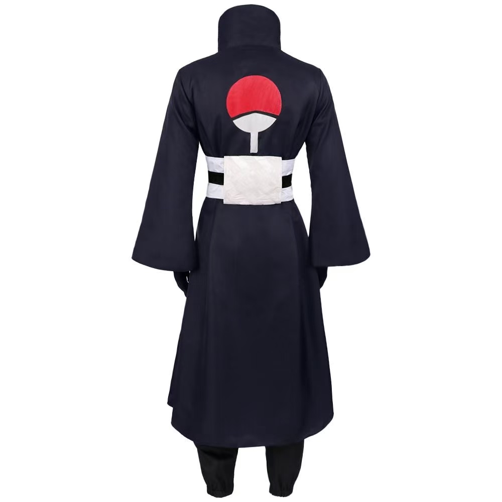 Naruto Tobi Uchiha Obito Cosplay Costume Set, Akatsuki Red Cloud Cloak + Obito Mask, Anime Ninja Outfit for Halloween Cosplay Party
