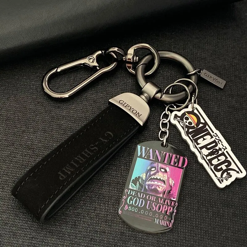One Piece Keychain: Luffy, Zoro, Ace Wanted Poster Titanium Steel Military Badge Keychain Accessory For Men and Women Car Keychain