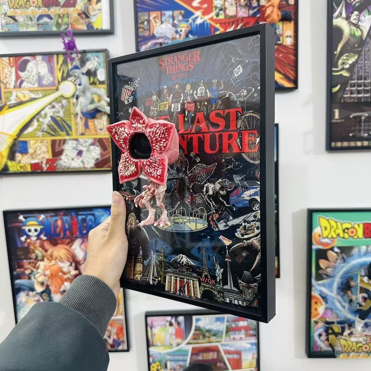 Stranger Things Poster Frame Wall Art, Upside Down Demogorgon Decor Print, Horror TV Series Fan Merch, Bedroom Room Decor Gift