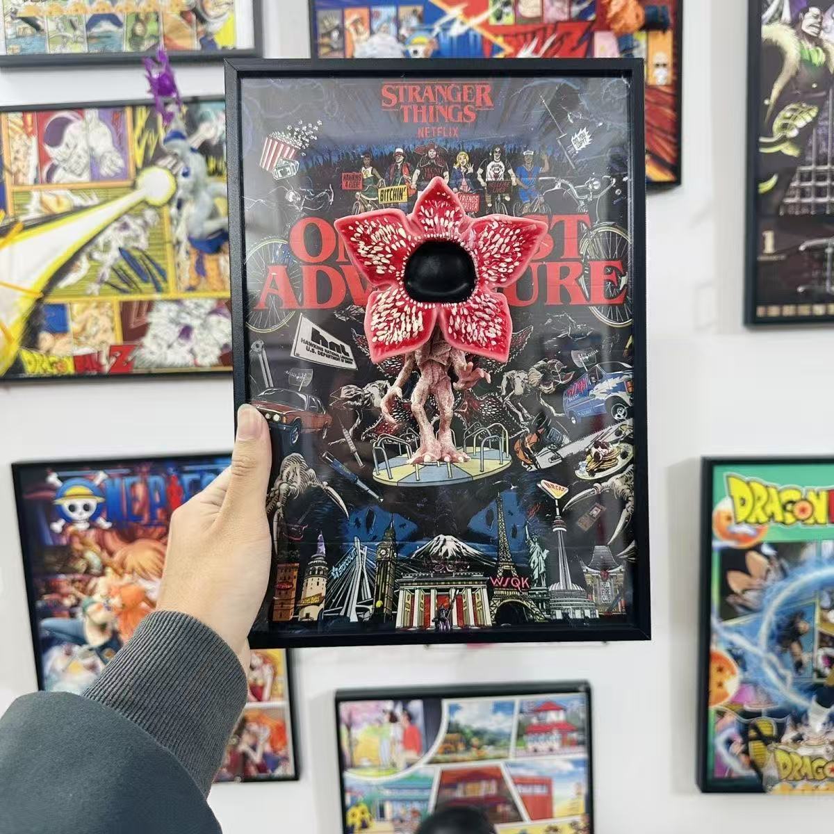 Stranger Things Poster Frame Wall Art, Upside Down Demogorgon Decor Print, Horror TV Series Fan Merch, Bedroom Room Decor Gift