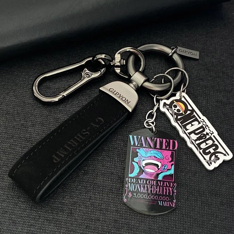 One Piece Keychain: Luffy, Zoro, Ace Wanted Poster Titanium Steel Military Badge Keychain Accessory For Men and Women Car Keychain