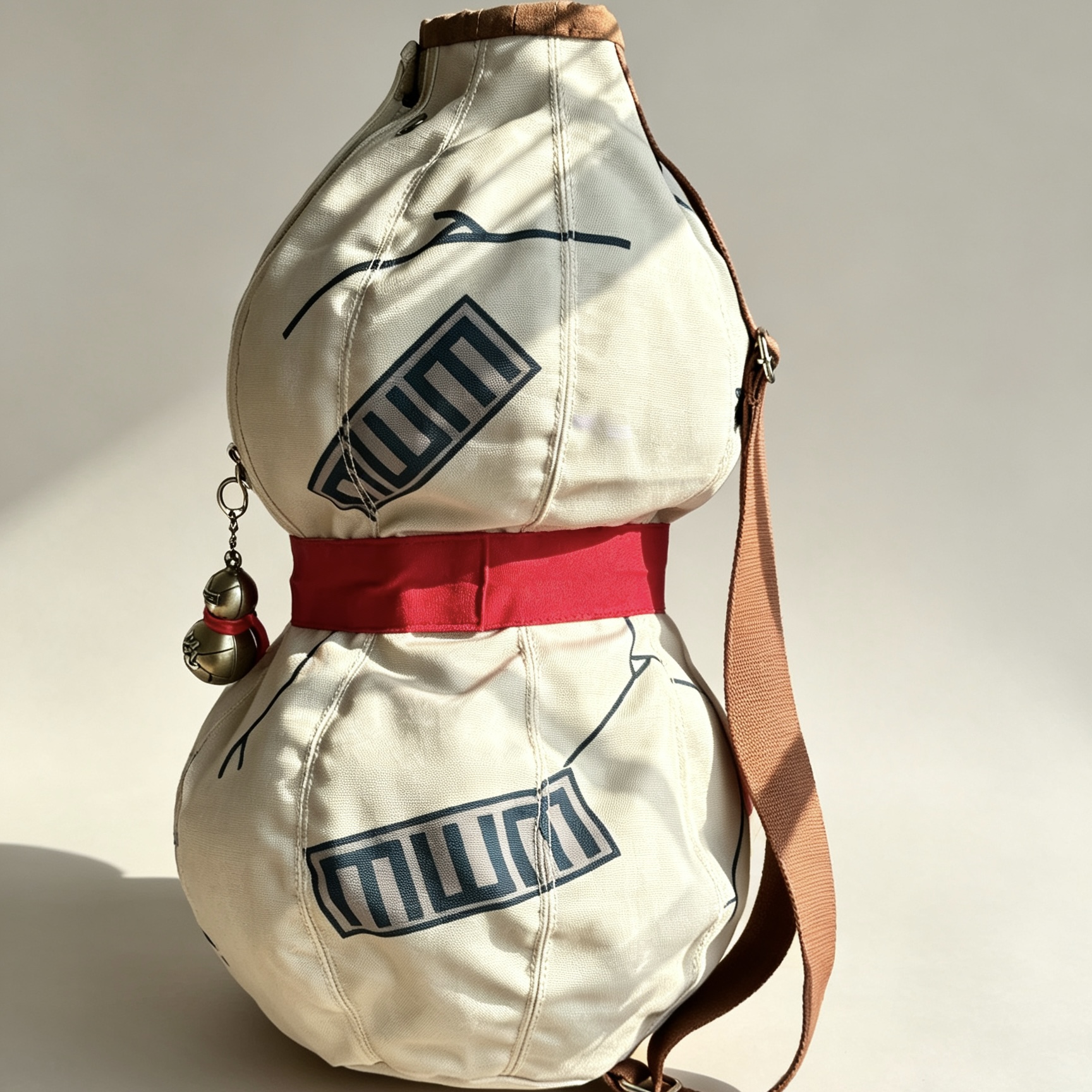 Shippuden Gaara Gourd Backpack Anime Cosplay Accessory Large Capacity Canvas Shoulder Bag for Halloween