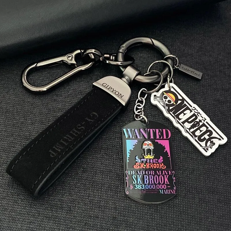 One Piece Keychain: Luffy, Zoro, Ace Wanted Poster Titanium Steel Military Badge Keychain Accessory For Men and Women Car Keychain