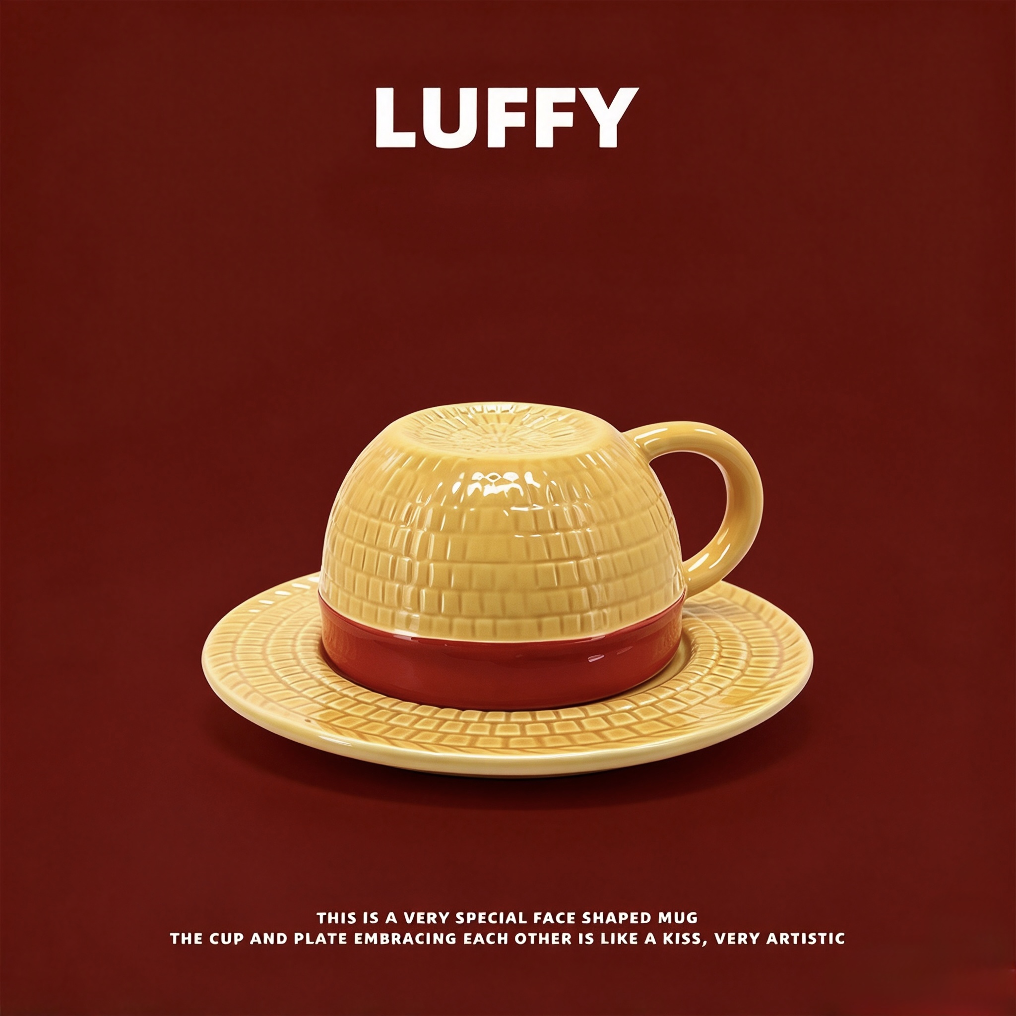 One Piece 3D Sculpted Ceramic Mug with Saucer, Luffy Chopper Ace Anime Shaped Coffee Cup, Unique Collectible Gift for One Piece Fans