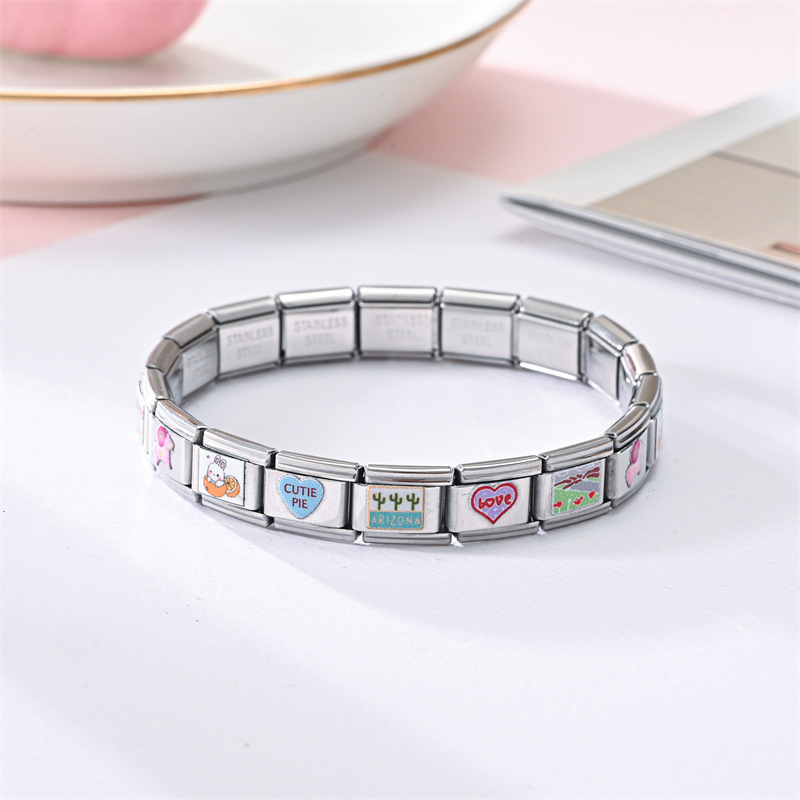  Anime Modular Stainless Steel Bracelet – Custom Italian Charm Link Bracelet