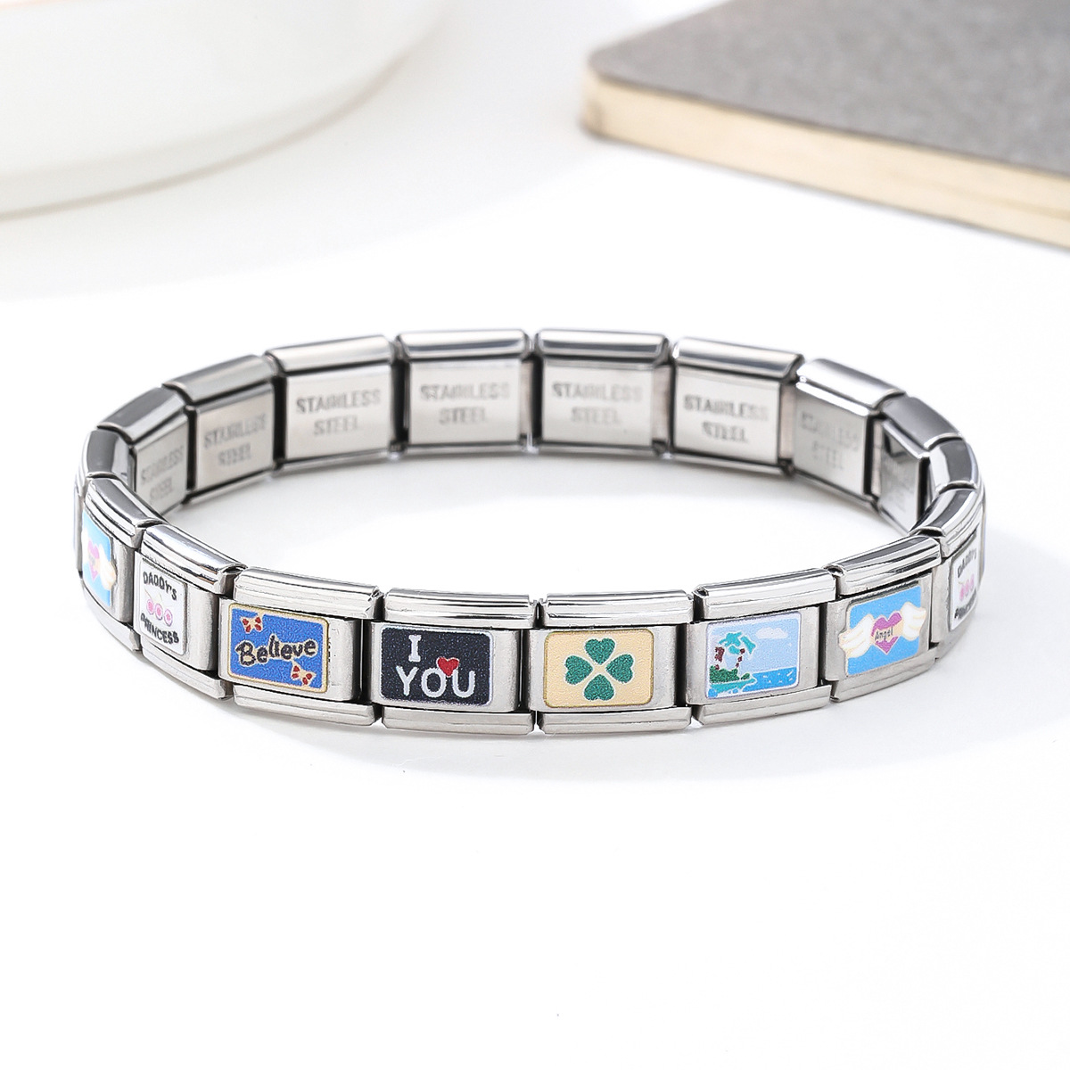  Anime Modular Stainless Steel Bracelet – Custom Italian Charm Link Bracelet