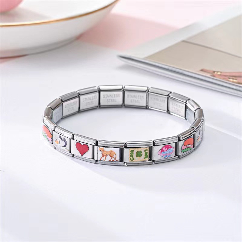  Anime Modular Stainless Steel Bracelet – Custom Italian Charm Link Bracelet