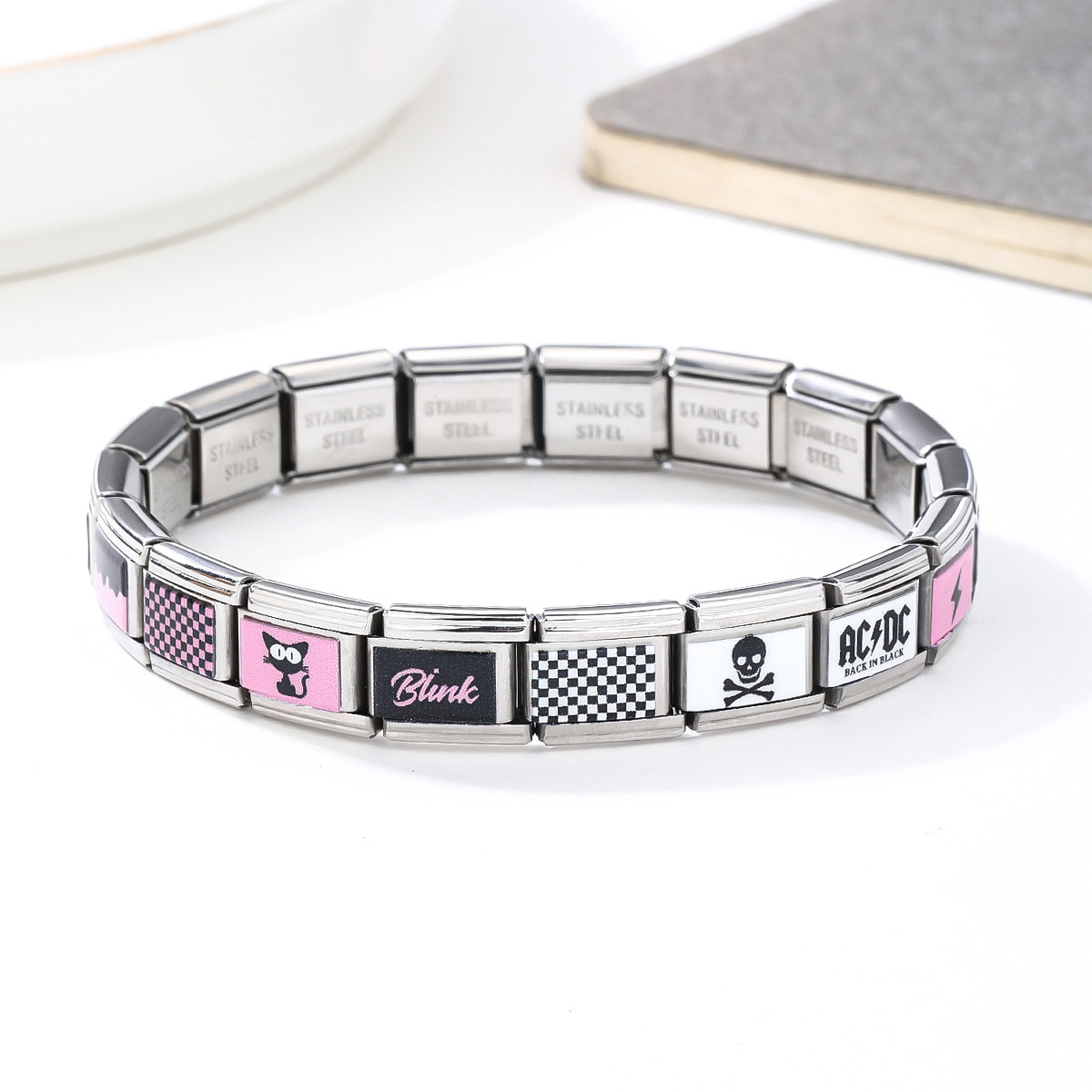  Anime Modular Stainless Steel Bracelet – Custom Italian Charm Link Bracelet
