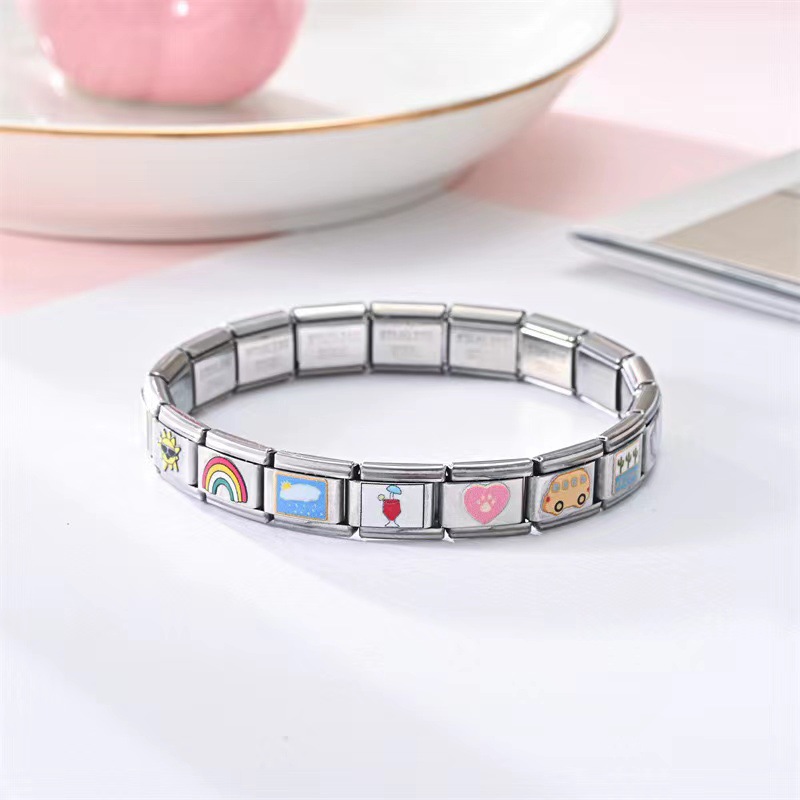  Anime Modular Stainless Steel Bracelet – Custom Italian Charm Link Bracelet