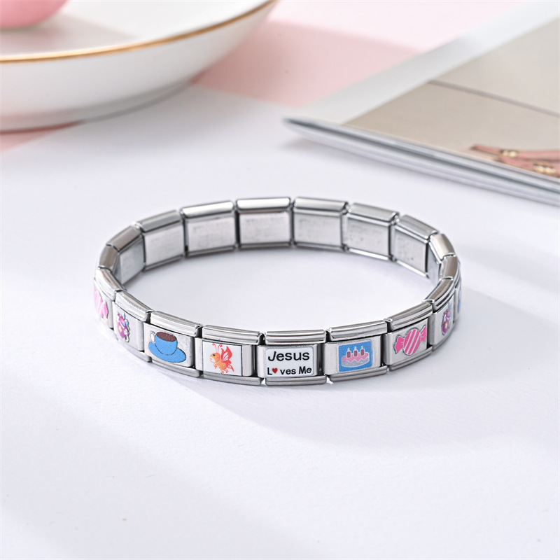  Anime Modular Stainless Steel Bracelet – Custom Italian Charm Link Bracelet