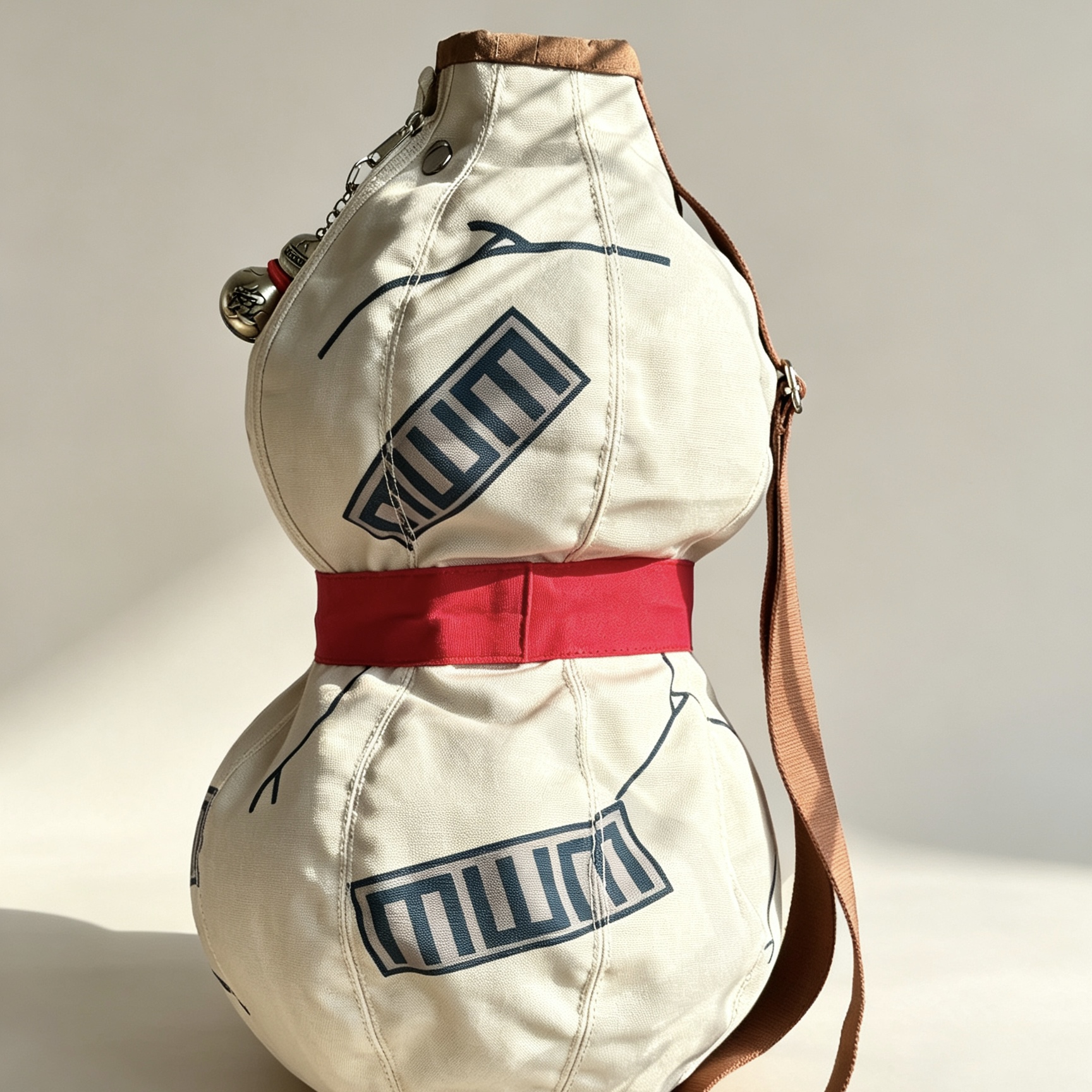Shippuden Gaara Gourd Backpack Anime Cosplay Accessory Large Capacity Canvas Shoulder Bag for Halloween