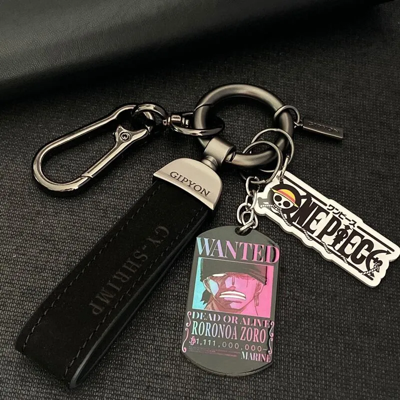 One Piece Keychain: Luffy, Zoro, Ace Wanted Poster Titanium Steel Military Badge Keychain Accessory For Men and Women Car Keychain