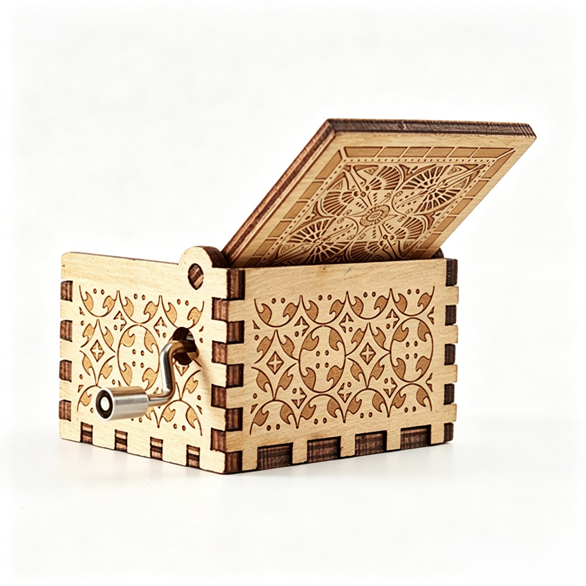 Harry Potter Hand Cranked Wooden Music Box, Classic Engraved Magical Themed Melody Box, Vintage Wood Musical Gift Box for Movie Fans Birthday Present