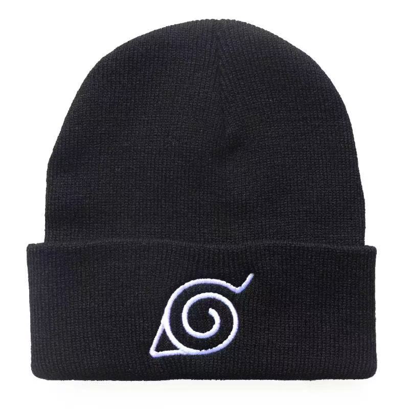 Naruto Anime Knitted Beanie Hat Uchiha & Konoha Embroidered Winter Warm Unisex Skull Cap Anime Cosplay Gift