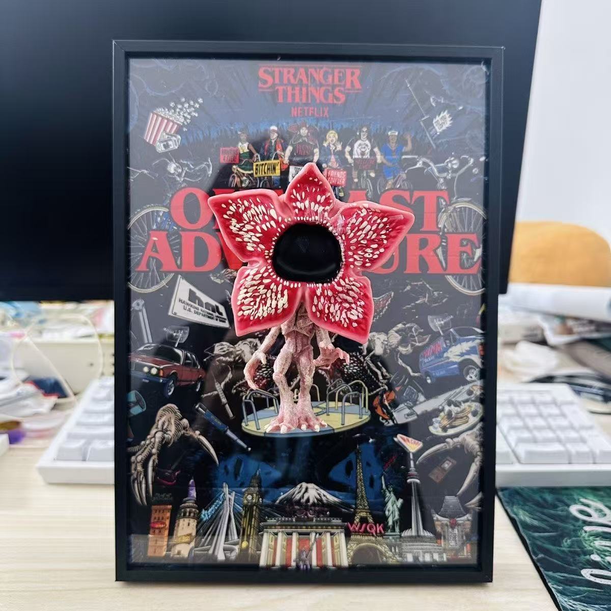 Stranger Things Poster Frame Wall Art, Upside Down Demogorgon Decor Print, Horror TV Series Fan Merch, Bedroom Room Decor Gift